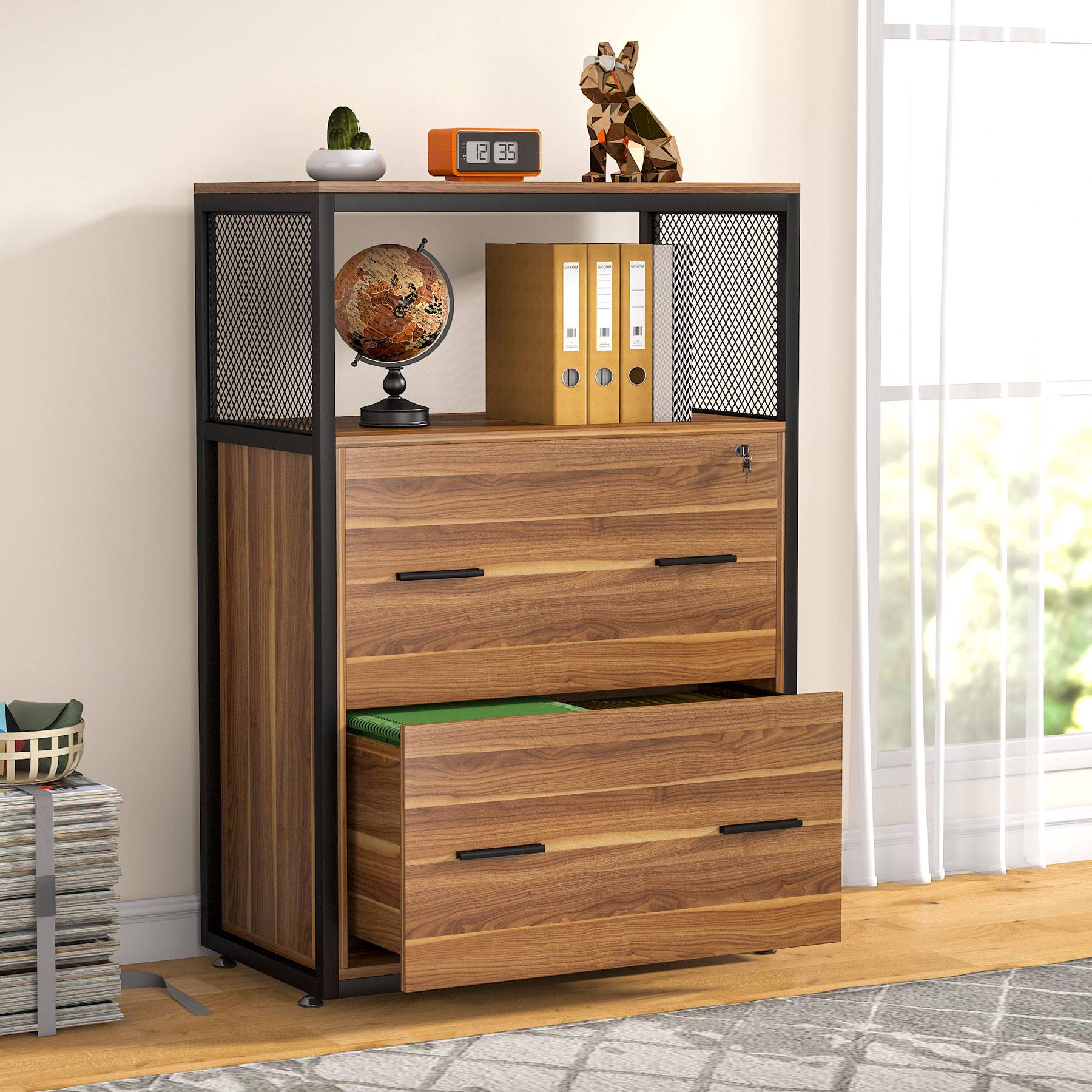 2-Drawer File Cabinet with Lock - Letter/Legal/A4 Size Metal Filing Cabinet for Office, Home, or School Organization