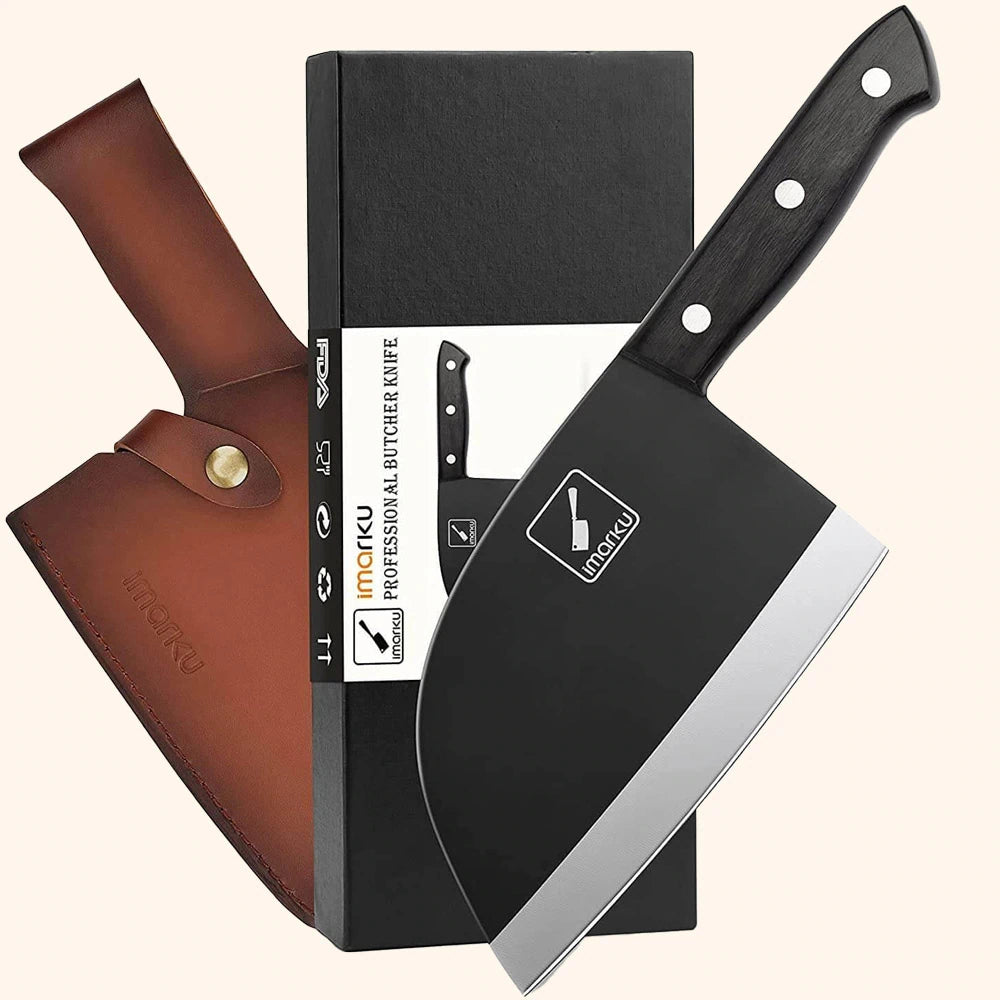 Premium 4-Piece Butcher Knife Set - Professional Meat Cleaver, Boning, Slicing & Utility Knives for Home Chefs & Butchers | Perfect for Meat Processing, BBQ Prep & Kitchen Tasks