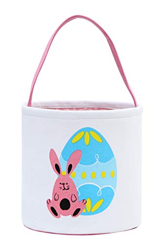 Personalized Easter Basket for Kids - Pink Canvas Easter Egg Hunt Bunny Bucket Bag for Easter Party, Candy Gifts & Egg Hunt Activities - Perfect for Easter Celebrations, Spring Festivals & Kids' Outdoor Events