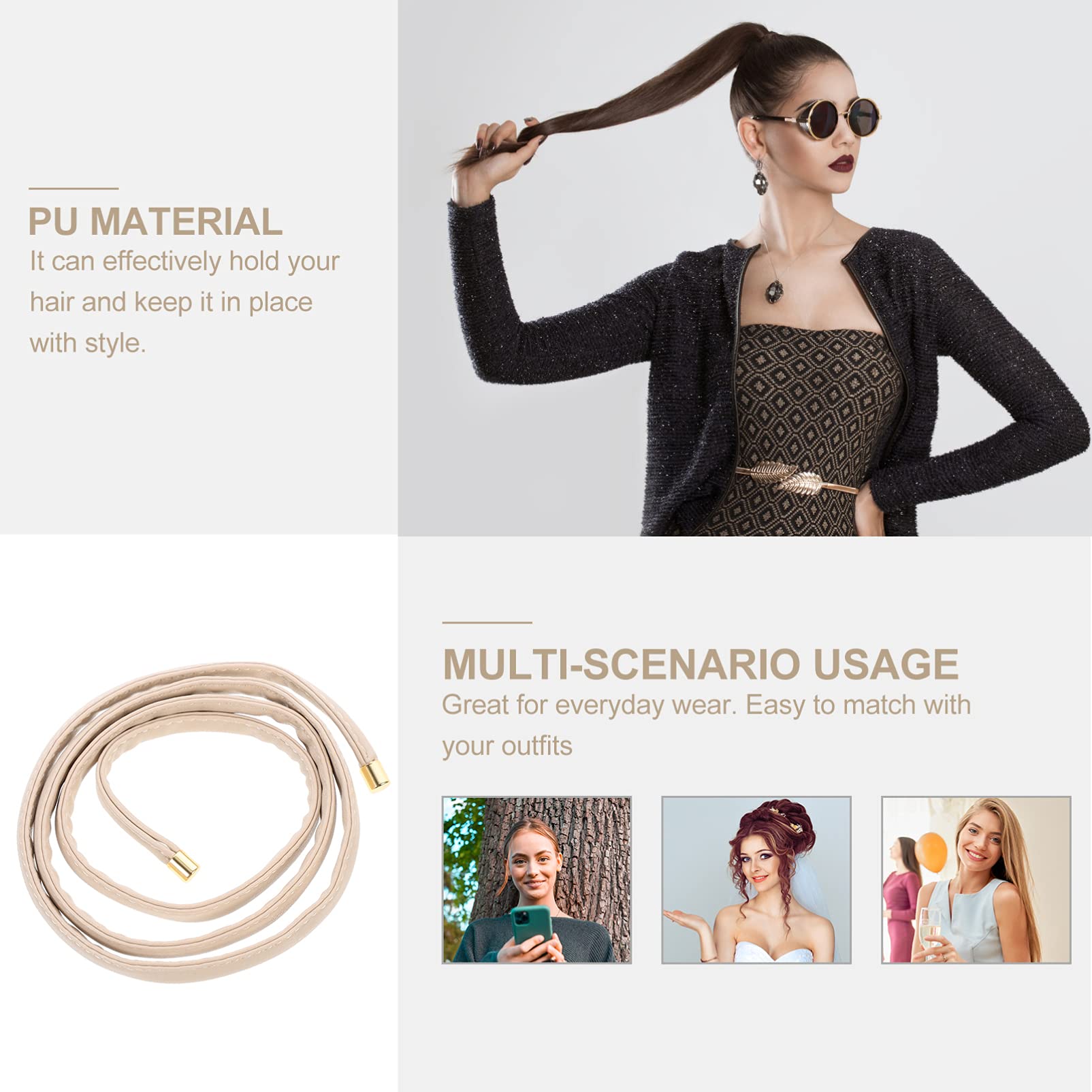 1pc Women's Hair Fixing Headband - Creative Ponytail Holder, PU Hair Tie, Hair Rope & Hair Band - Lovely Hair Accessories for Women & Girls - Perfect for Workouts, Yoga, Running & Everyday Styling