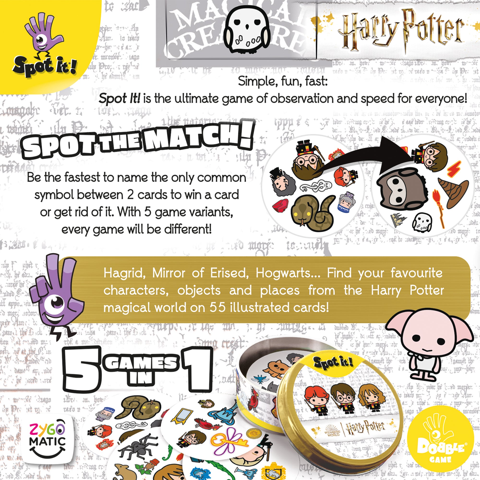 Harry Potter Spot It Card Game Eco-Friendly Sleeve - Protect Your Cards with This Durable, Reusable Sleeve for Game Nights and Travel