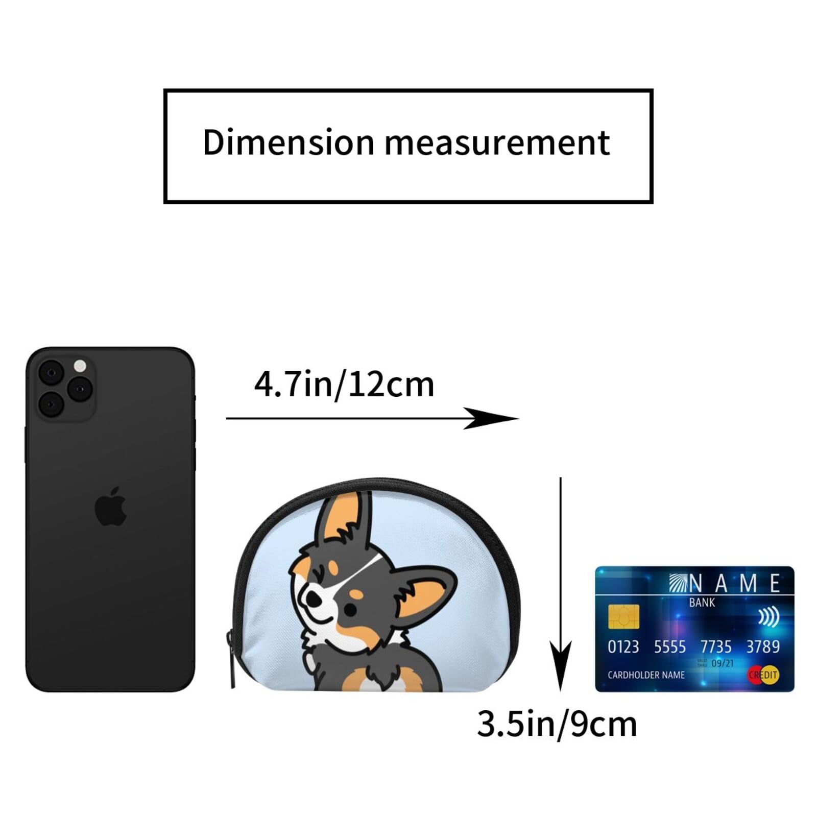 Neoprene Coin Purse - Waterproof Zippered Change Pouch for Passport, Cards & Cash | Lightweight Travel Wallet for Gym, Hiking & Daily Use | Cute Corgi Dog Design | Washable & Durable