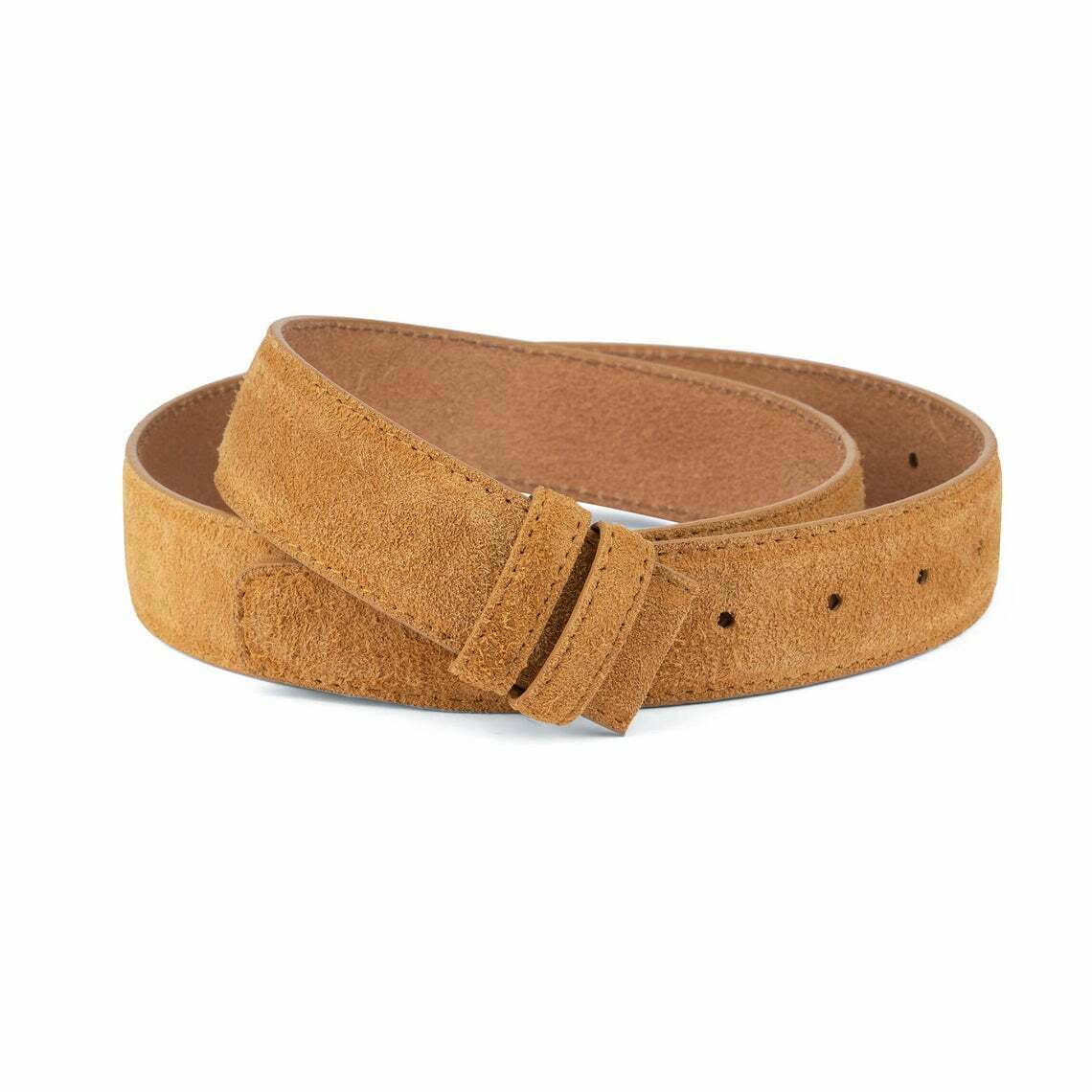 Men's Genuine Camel Suede Leather Belt Strap - 35mm Adjustable Replacement for Montblanc Buckles | Classic Dress Belt for Office, Business & Formal Occasions