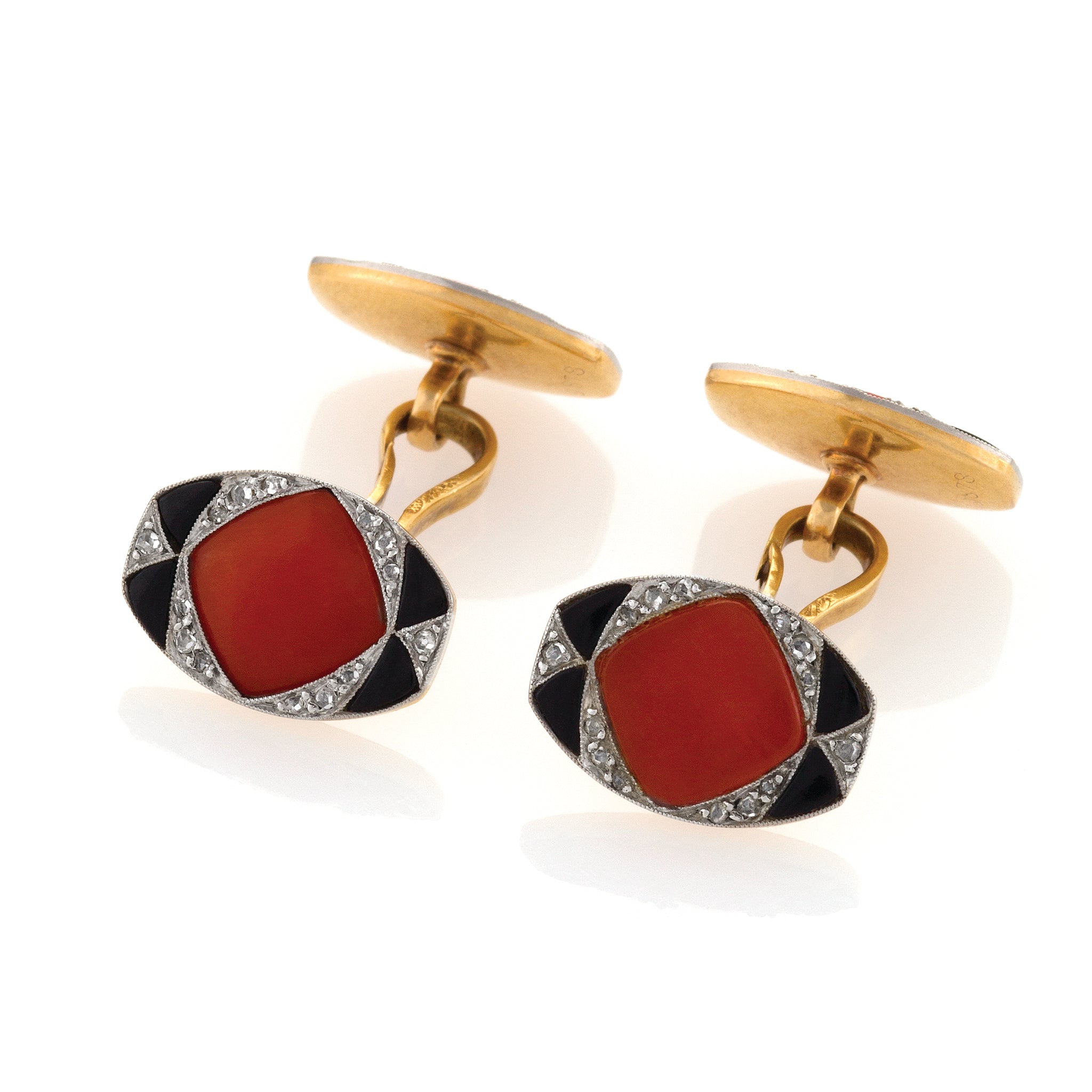 Elegant Coral and Onyx Double Sided Cufflinks for Men - Perfect for Weddings, Business Meetings & Formal Events
