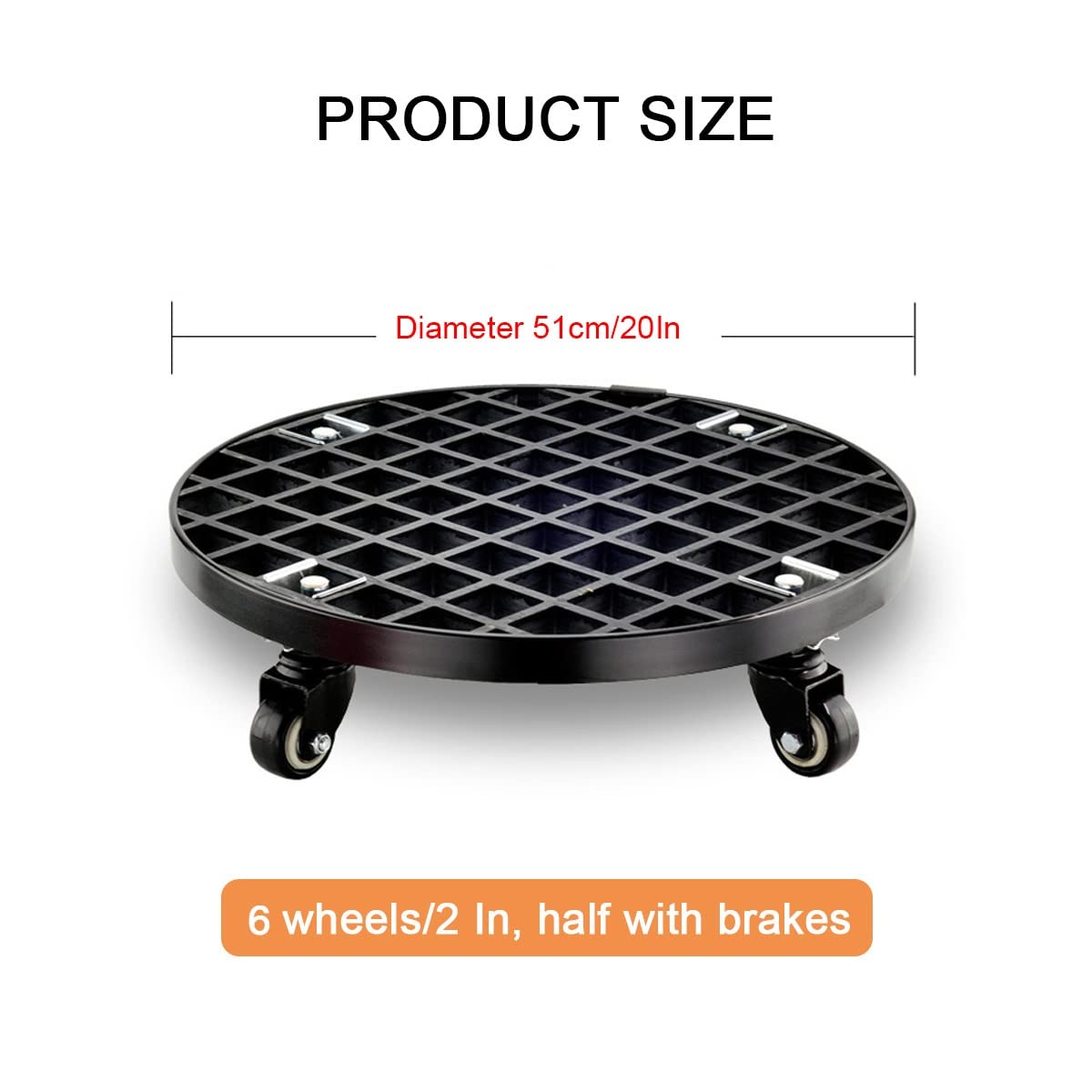 51cm Rolling Plant Stand with Casters - Round Potted Flower Pot Mover Dolly for Indoor & Outdoor Use - Perfect for Home, Garden, Balcony, Patio, and Nursery Decor