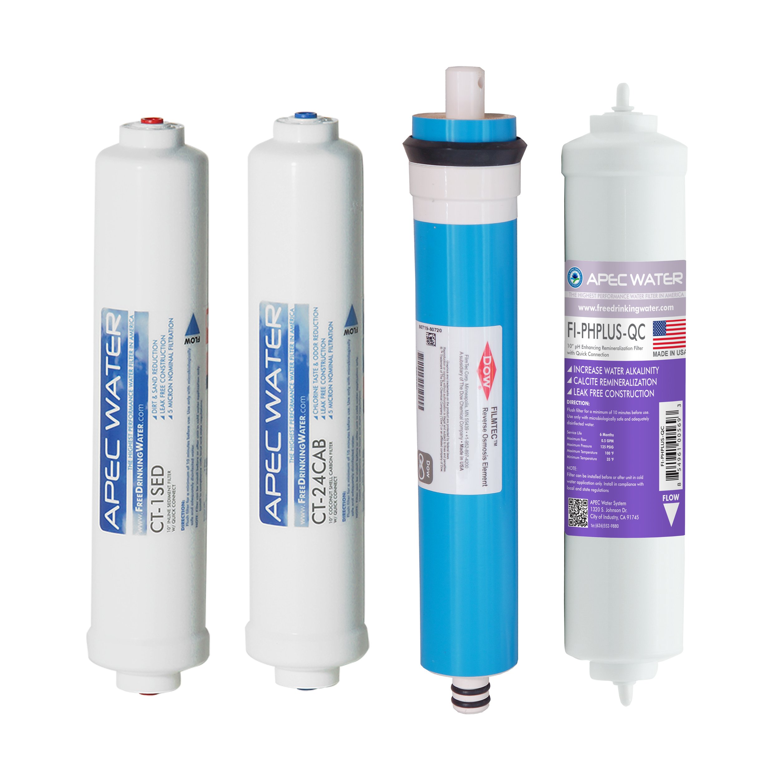 APEC Water Systems FILTER-MAXCTOP-PH 90 GPD Complete Replacement Filter Set for ULTIMATE Series Countertop Alkaline RO System | Made in USA | Perfect for Home, Office & Travel Use