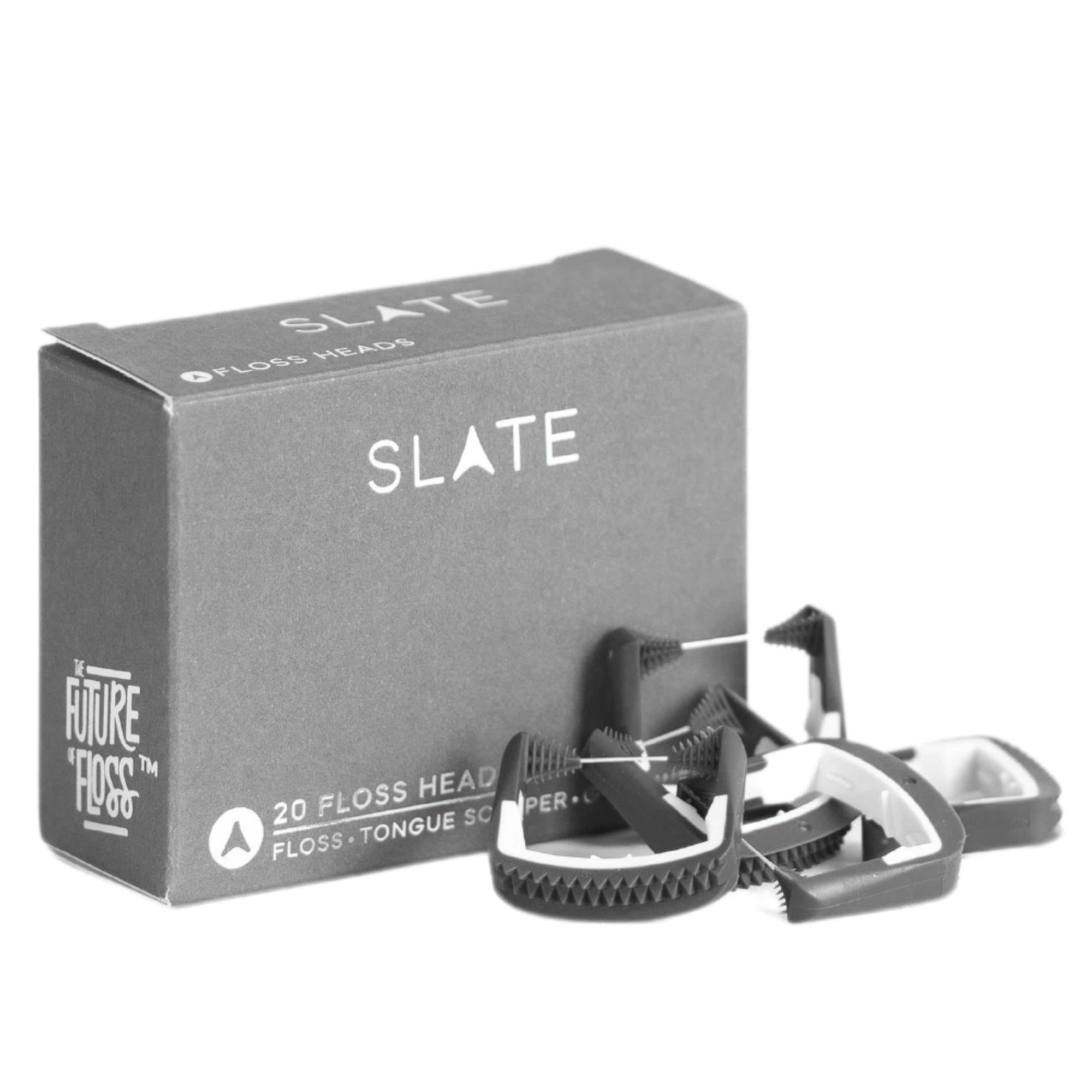 Slate Flosser Refills - 20 Pack Reusable Woven Floss Heads | PFAS-Free & Unwaxed Dental Floss for Electric Water Flosser | Gentle Gum Care & Tongue Scraper | Perfect for Travel & Daily Oral Hygiene Routine