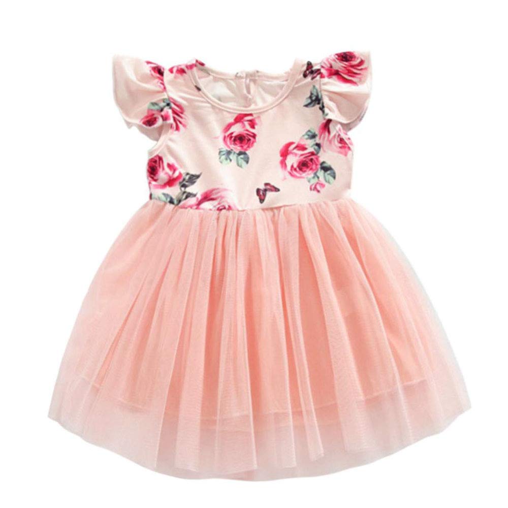 Toddler Baby Girls Floral Princess Tutu Dress - Ruffle Sleeveless Summer Outfit for Birthday Party, Photo Shoot & Special Occasions