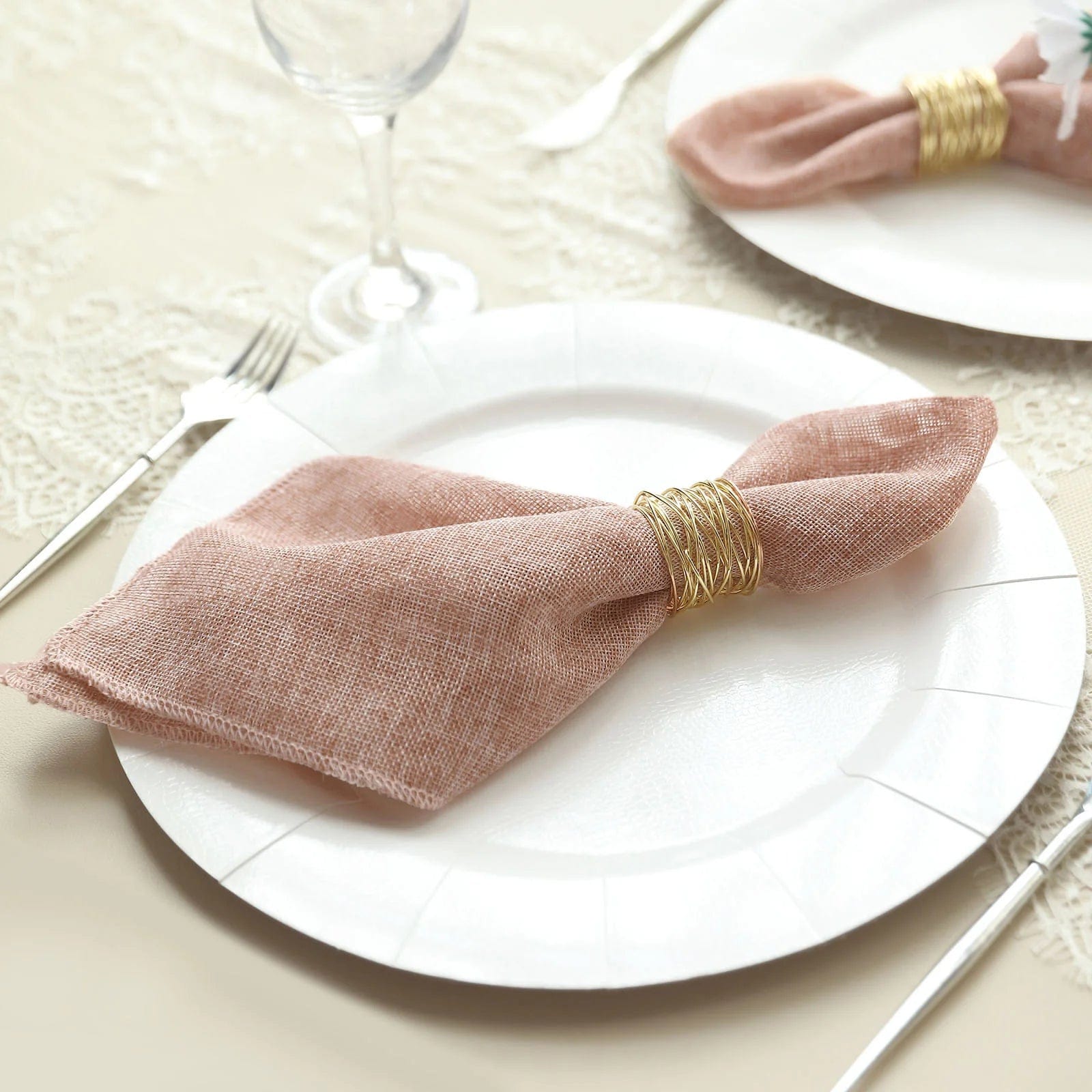 5 Rustic 19x19 Faux Burlap Dinner Napkins - Perfect for Farmhouse Weddings, Holiday Tablescapes & Rustic Home Decor