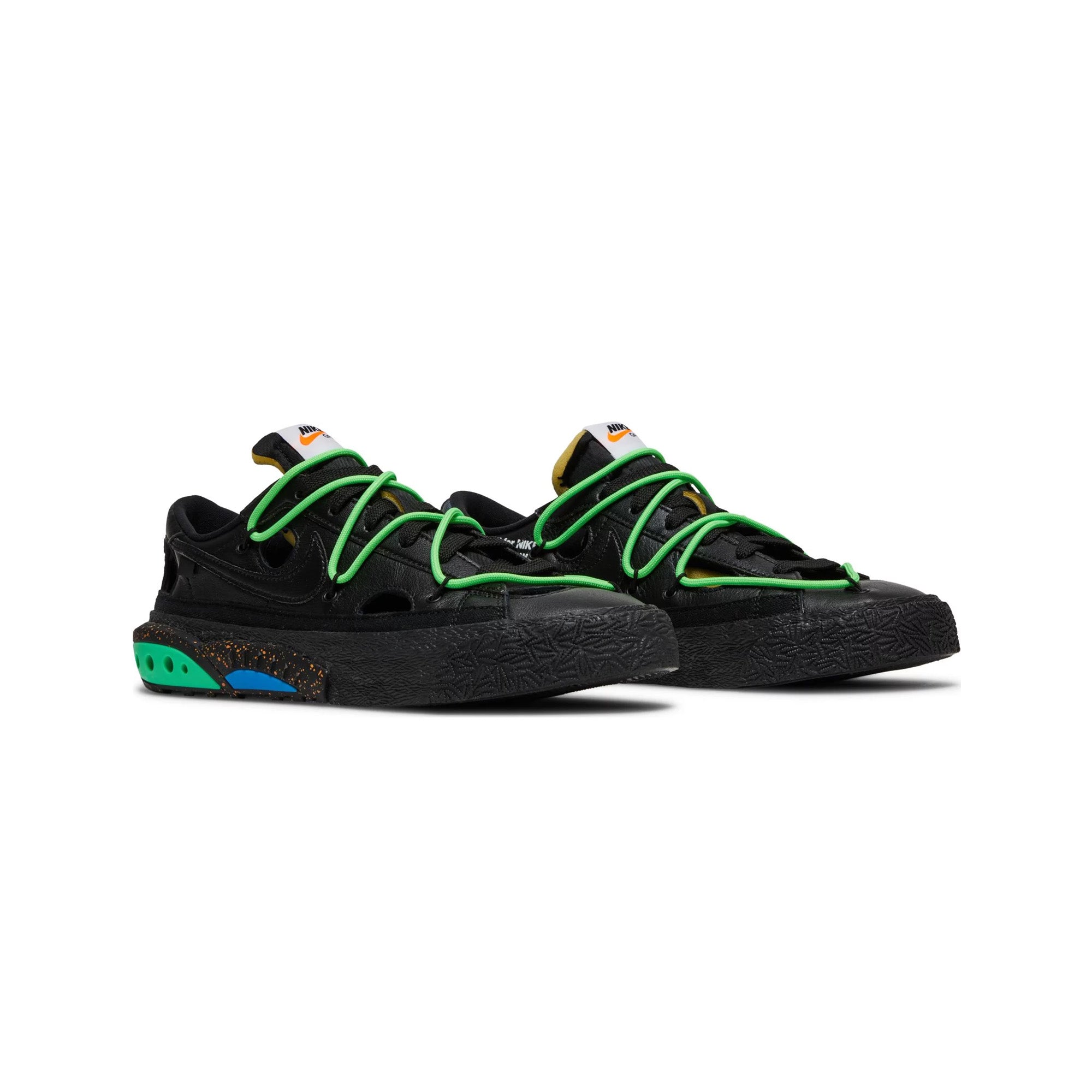 Nike Blazer Low x Off-White 'Black Electro Green' Sneakers (2022) - Men's Streetwear Fashion Shoes for Casual Wear & Urban Style