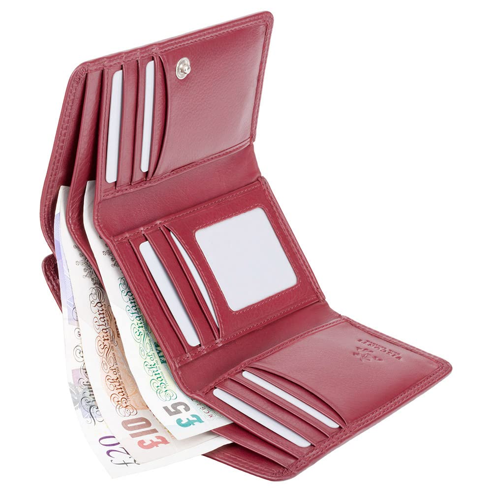 Visconti Heritage -32 Soft Leather Trifol Wallet for Men - Genuine Italian Leather RFID Blocking Bifold Wallet with Money Clip (Red) - Perfect Gift for Dad, Husband, Graduation & Business Professionals