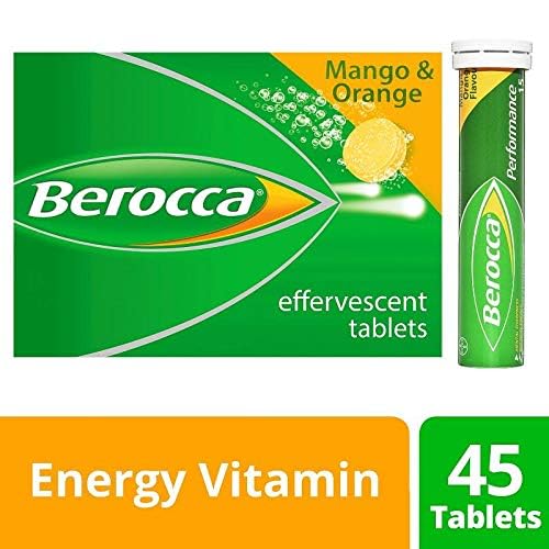 Berocca Orange Effervescent Vitamin Tablets - 45 Count - Immune Support & Energy Boost - Perfect for Workouts, Travel, and Daily Wellness