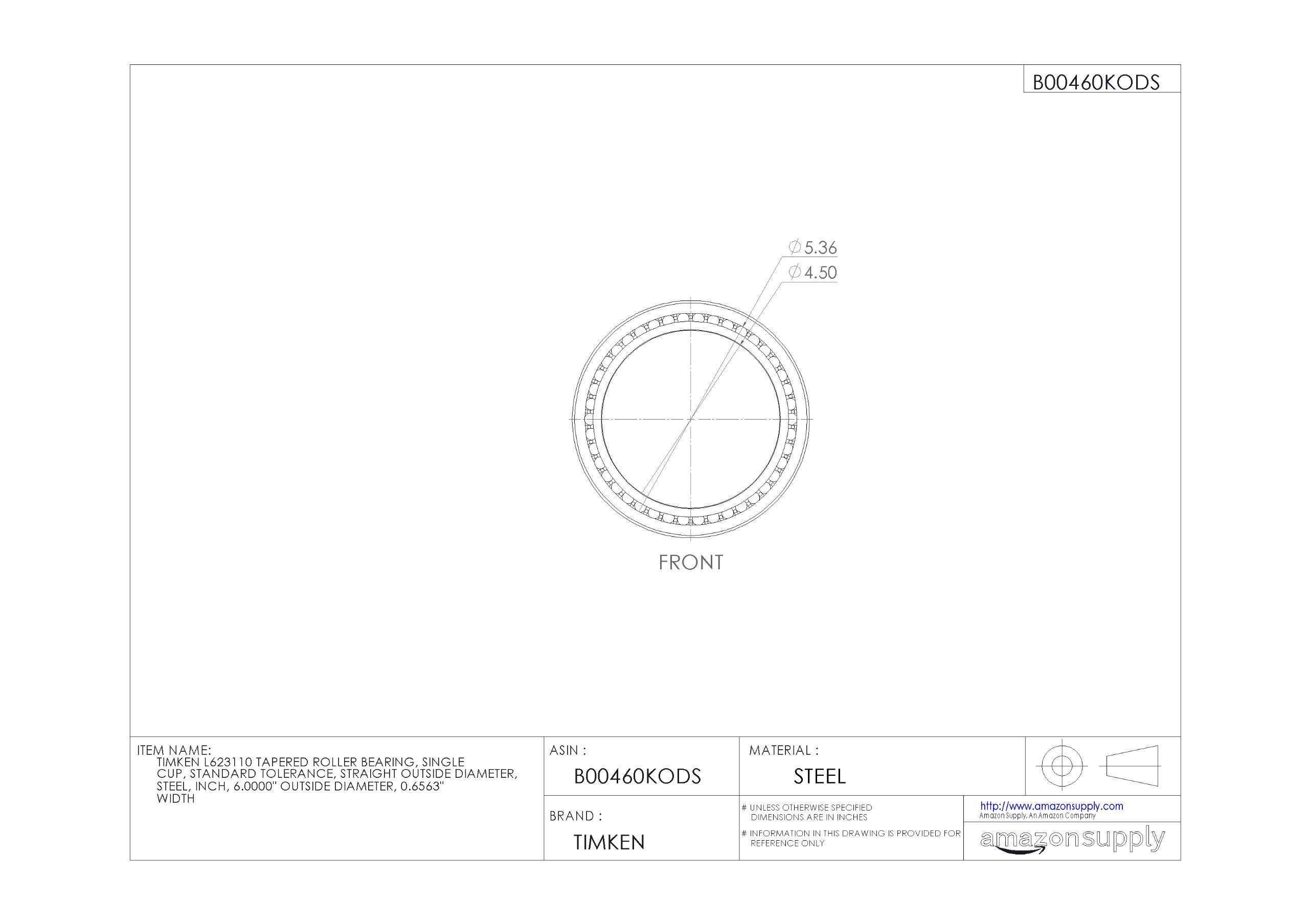Timken L623110 Tapered Roller Bearing Cup - High Precision Industrial Bearing for Automotive, Machinery & Heavy Equipment Applications