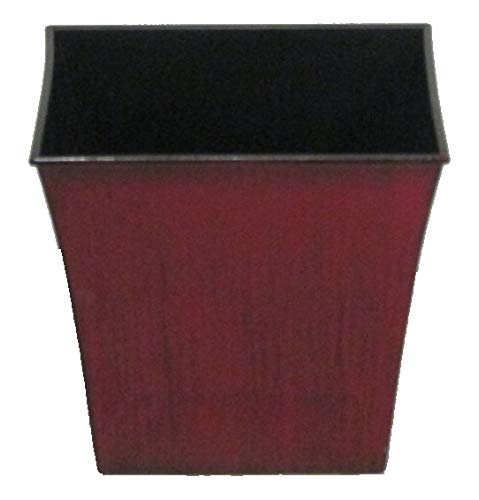 Admired By Nature Hand Painted 6 Inch Square Plastic Plant Pot - Red & Black Decorative Flower Container for Indoor Succulents, Herbs & Home Decor