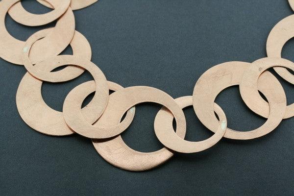 Handmade Multi-Scratched Copper Disc Necklace for Women - Boho Chic Jewelry for Casual Wear & Layering