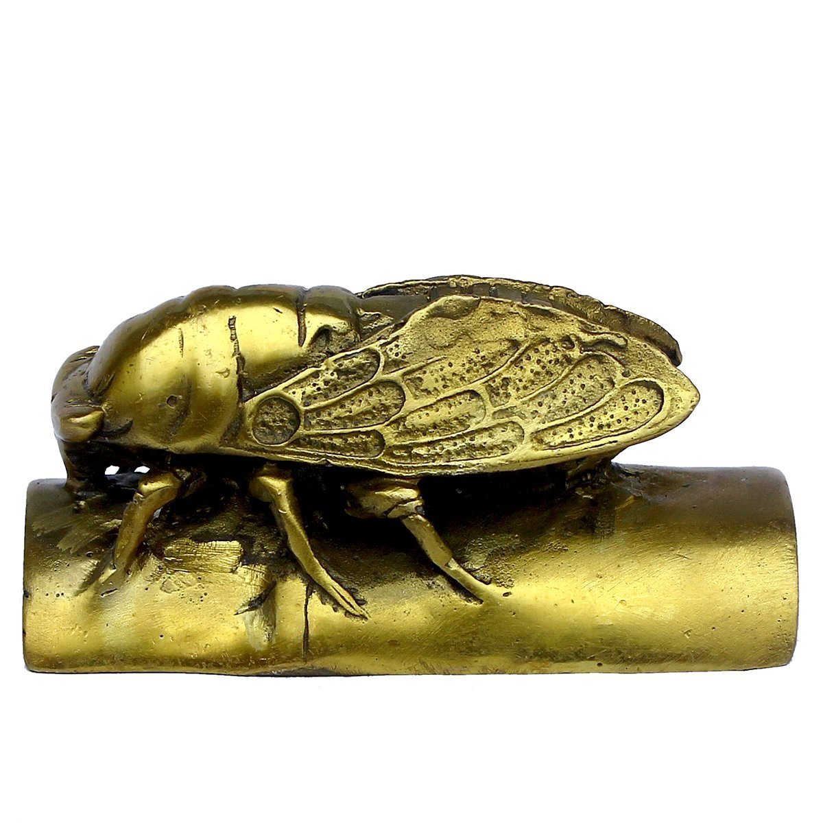 Handmade Brass Summer Cicada & Dragonfly Bamboo Statue - Vintage Home Decor Collectible for Living Room, Office & Garden