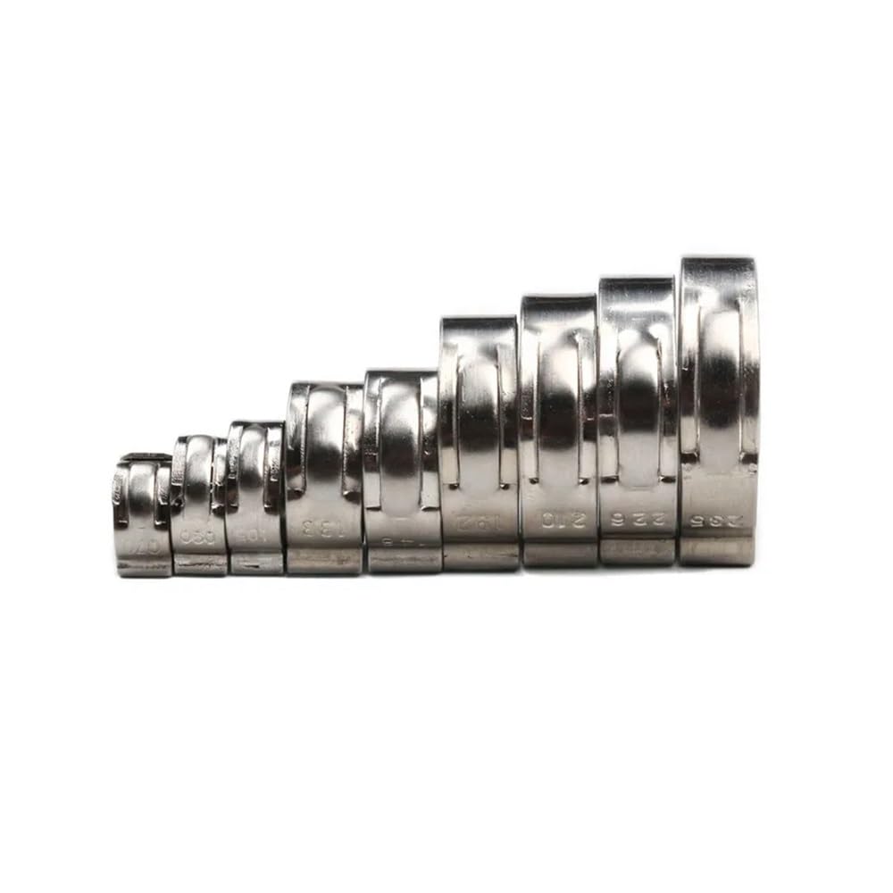 RWRAPS 20-Pack 304 Stainless Steel Single Ear Stepless Hose Clamps (5.8-23.5mm) - Heavy Duty Cinch Clamp Rings for Secure Hose Sealing - Perfect for Automotive, Plumbing, and Marine Applications (12.0-14.5mm Size Included)