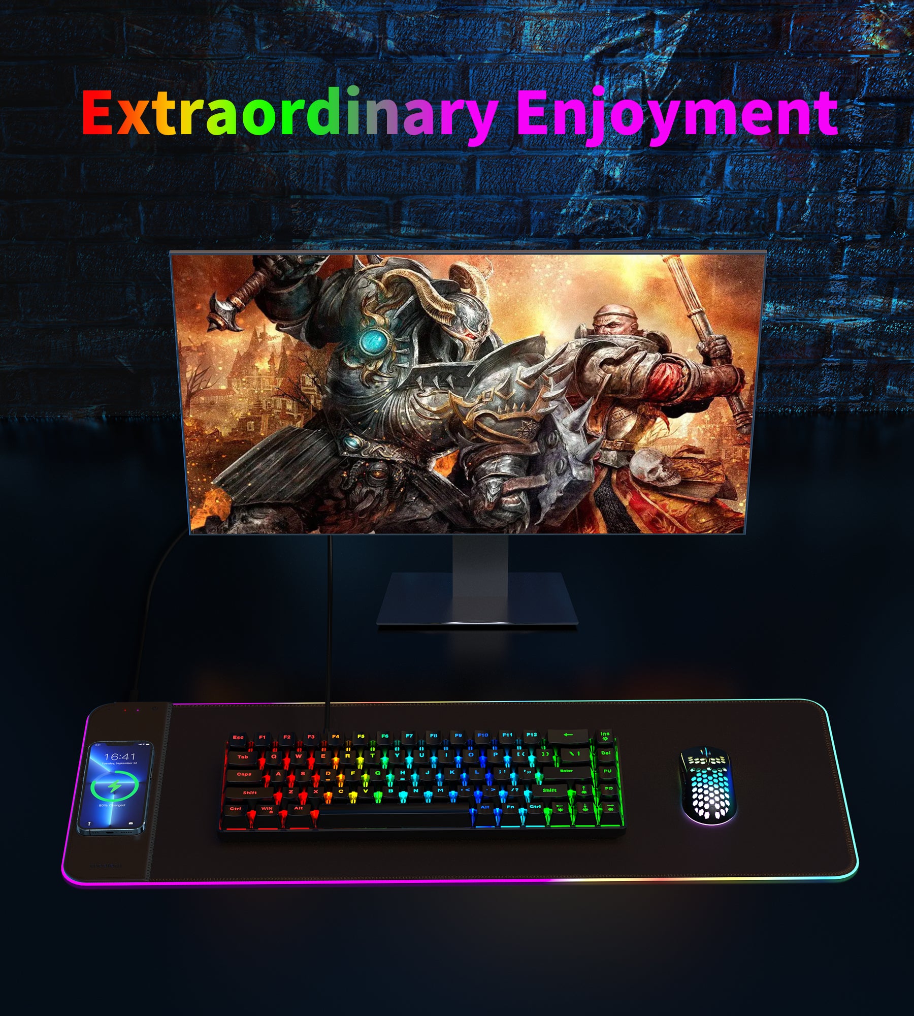 Choetech 15W Wireless Charging Mouse Pad with RGB Lighting - Fast Qi Charging for iPhone, Samsung, AirPods - Perfect for Gaming & Office Workspace