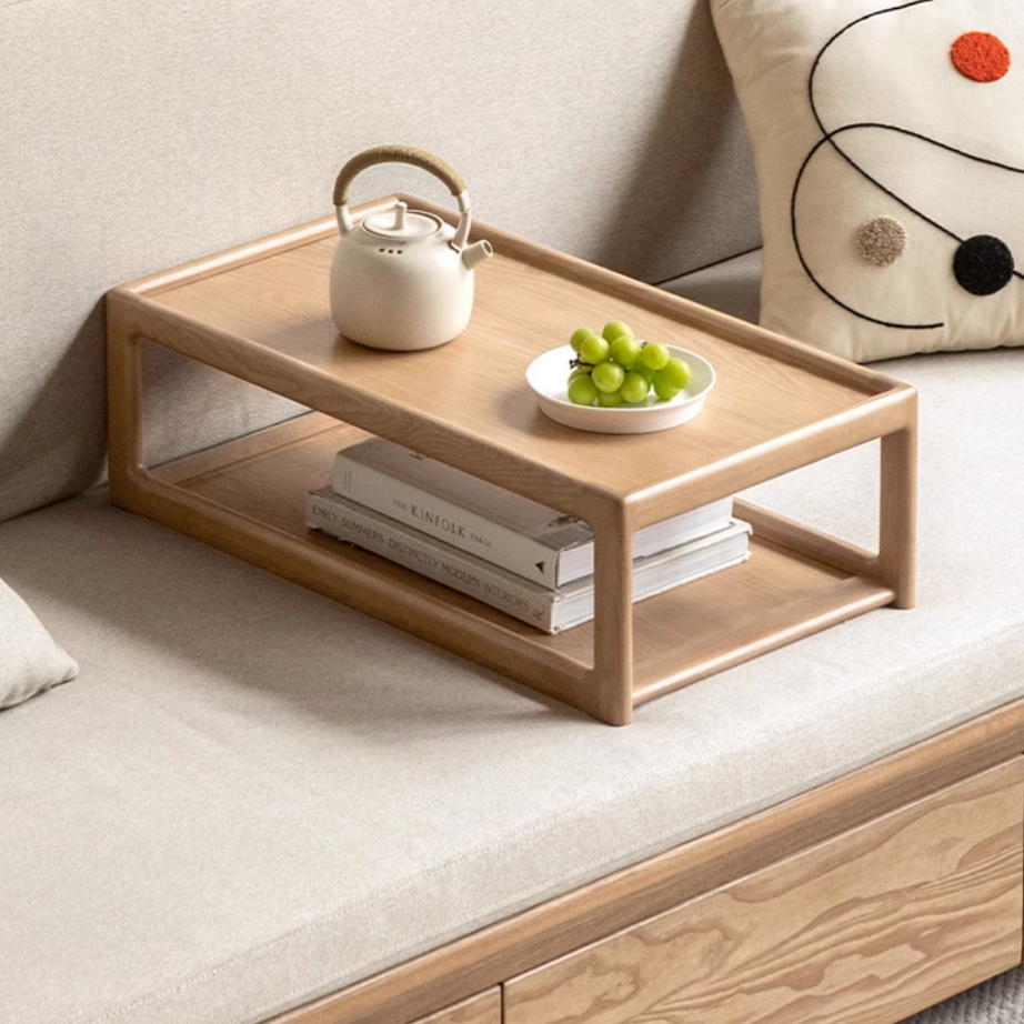 Solid Oak and Ash Wood Bay Window Table - Elegant Dining or Reading Nook Furniture for Sunrooms and Living Rooms