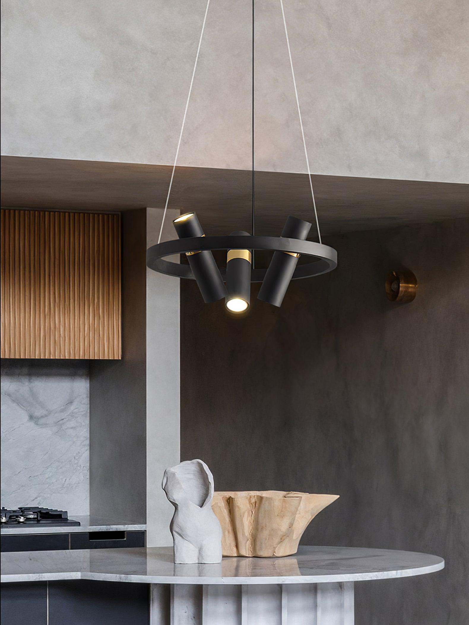 Black Multi Pipe Chandelier - Industrial Style Ceiling Light Fixture for Dining Room, Living Room & Bedroom Decor