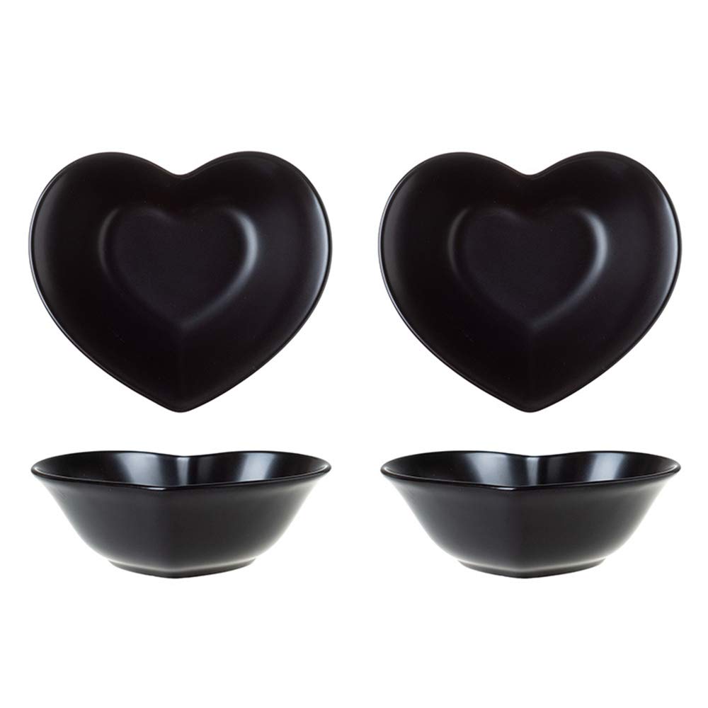 Heart-Shaped Porcelain Ramekin Bowls Set of 4 - Mini Souffle Dishes, Creme Brulee Cups, Baking Bowls with Matte Finish - Perfect for Desserts, Appetizers & Home Baking Gifts