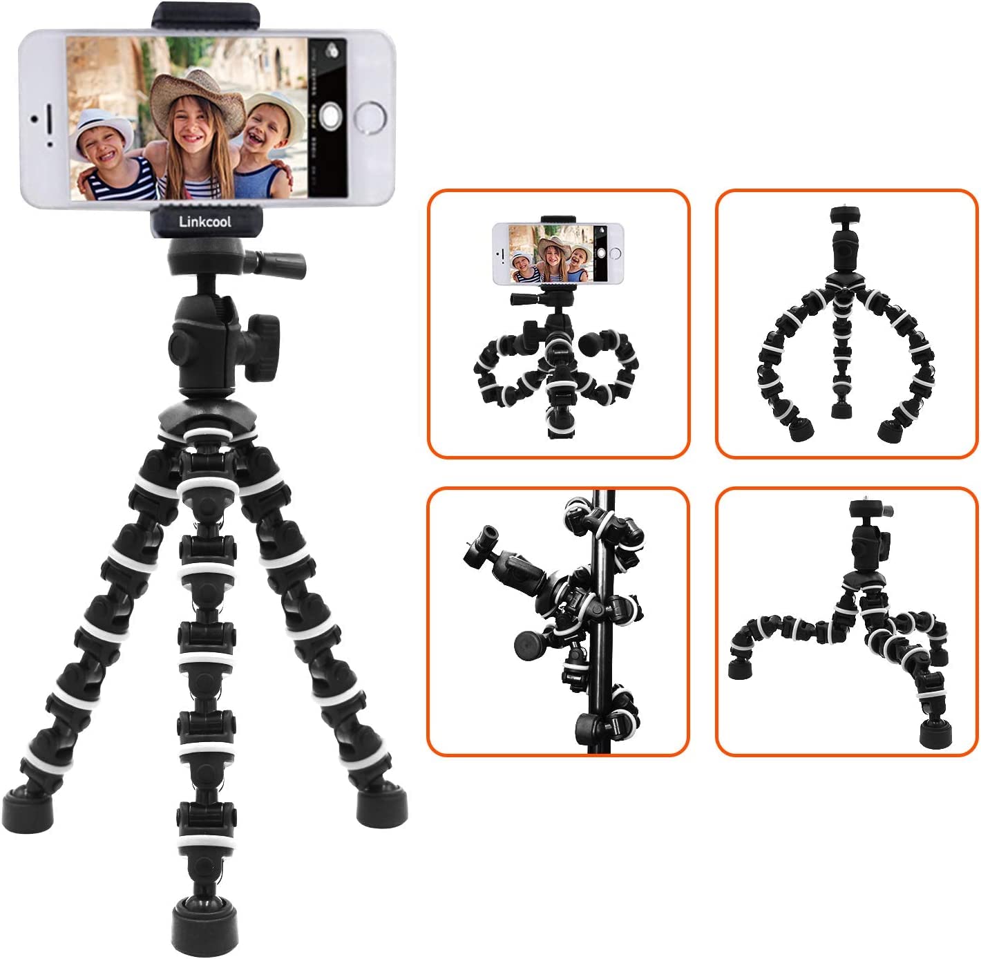 Linkcool Octopus Phone Tripod with Wireless Remote - Flexible Stand Holder for iPhone, Smartphones, GoPro & Cameras | Perfect for Travel, Vlogging, Selfies & Tabletop Photography