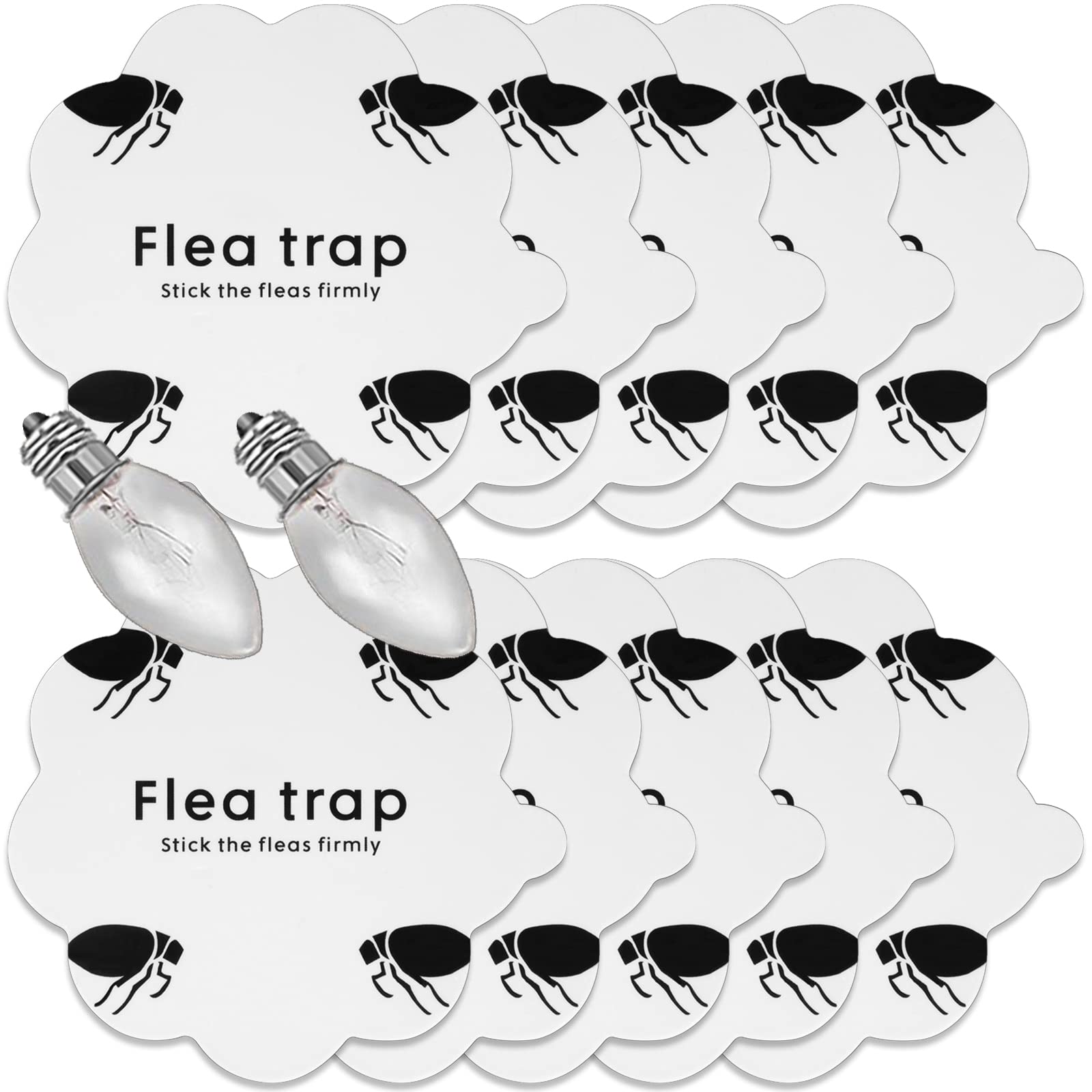 10 Pack Flea Trap Refills - 6 Inch Sticky Glue Discs & 2 Replacement Light Bulbs | Non-Toxic Indoor Flea Control for Homes with Cats & Dogs | Dome Trap Replacement Pads for Bedrooms, Pet Areas & Basements | Safe & Eco-Friendly Pest Solution | Perfect for Indoor Gardens, Kennels & Veterinary Clinics