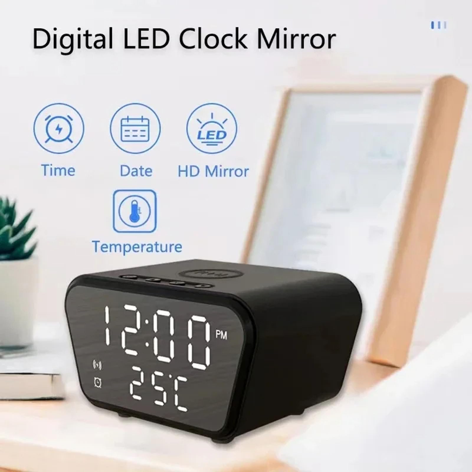 FKINGLRK Multifunctional LED Digital Alarm Clock with Wireless Charger & 1080P Hidden Camera - Temperature Display, Night Vision, Motion Detection - Perfect for Home Security, Office Monitoring and Bedroom Alarm Clock