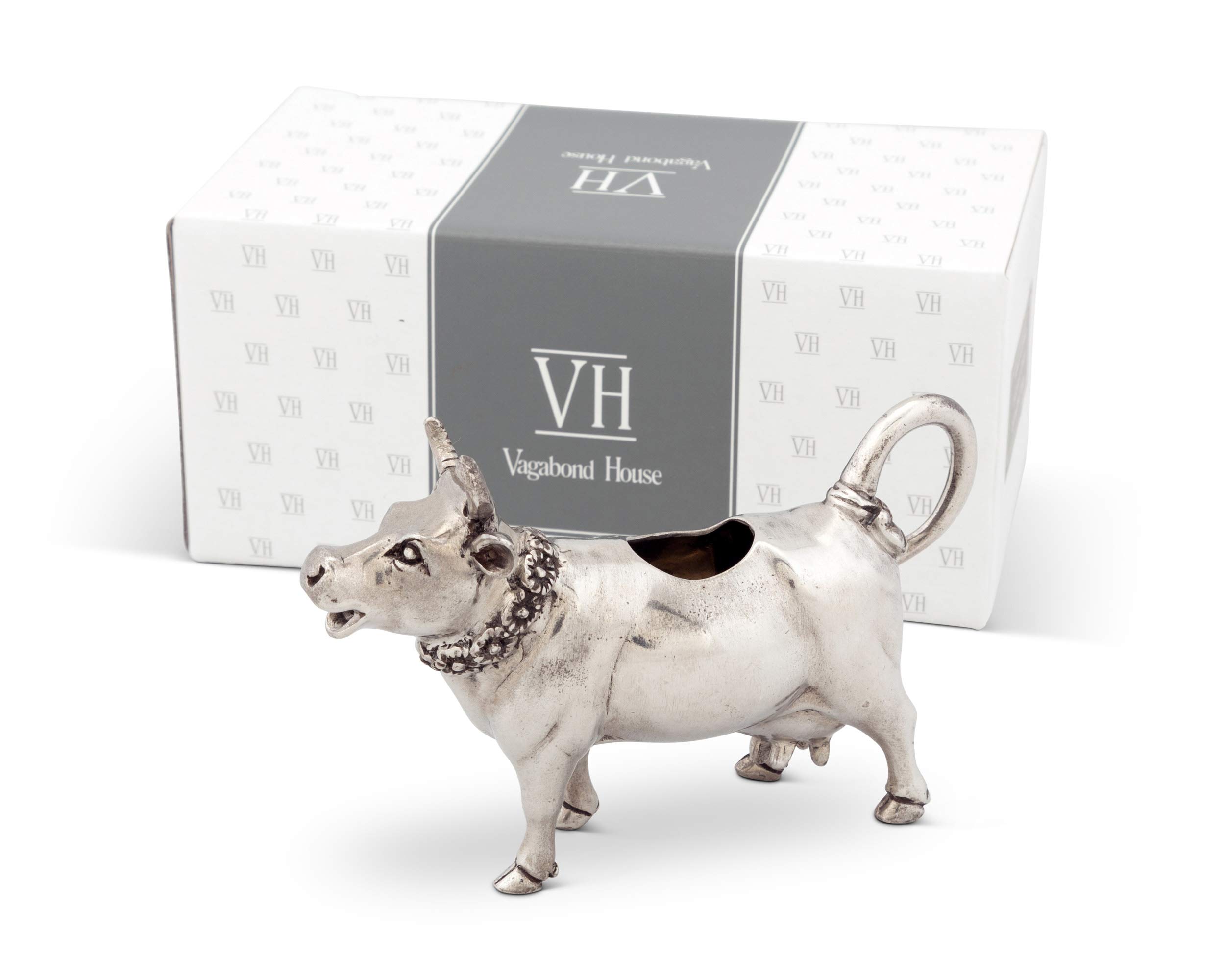 Vagabond House Pewter Mabel Cow Modern Dutch Metal Creamer Milk Pitcher for Coffee or Tea - 6