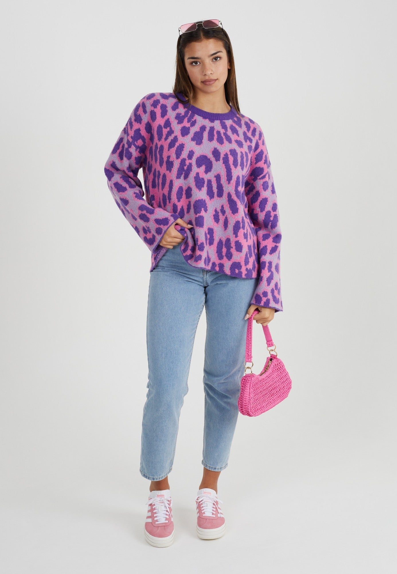 Stylish Pink & Lilac Animal Print Jersey Knitwear - BZZ012 | Trendy Women's Fashion for Casual Wear & Layering