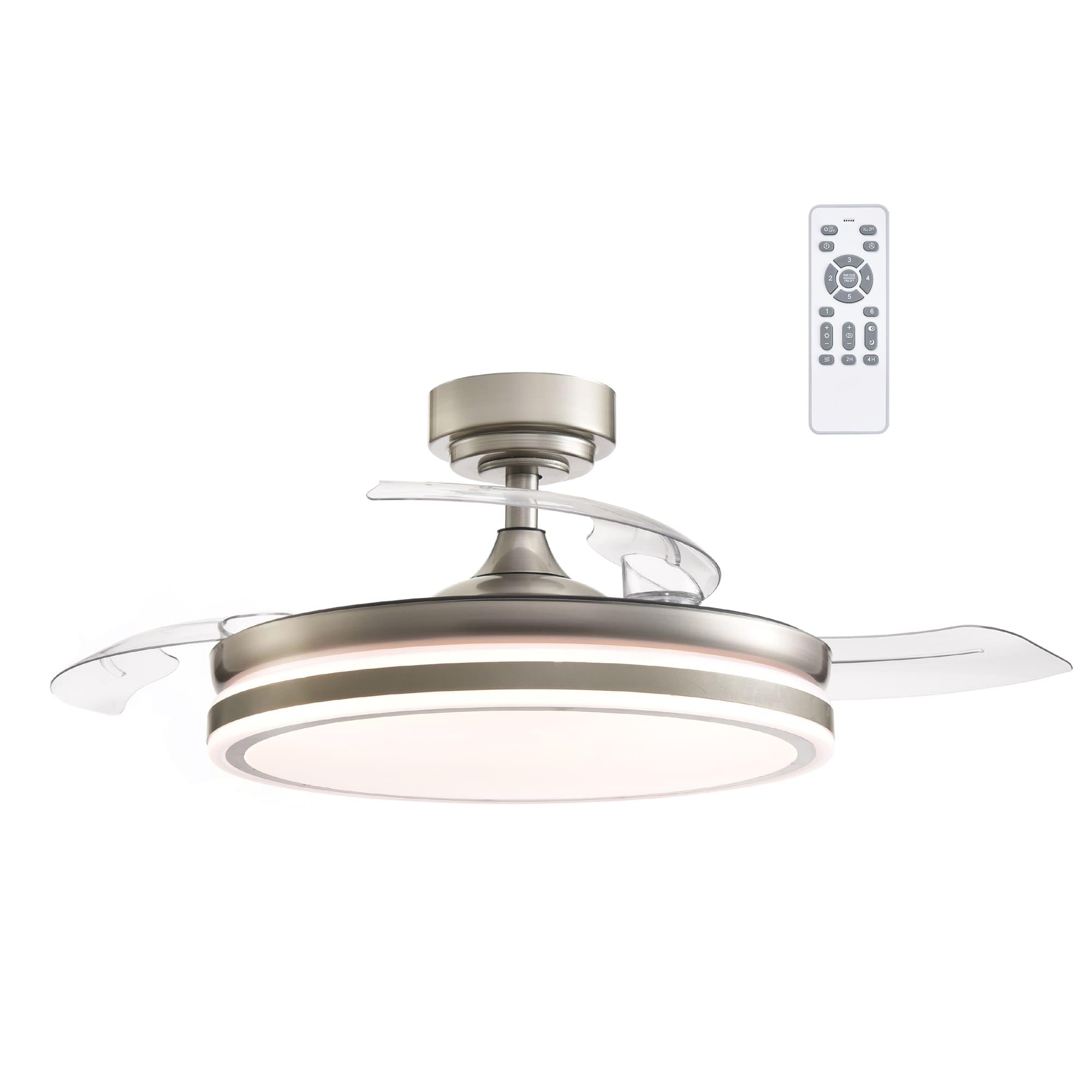 Wonderlamp ILSA LED Ceiling Fan with Retractable Blades - Ultra Quiet DC Motor, 3 Color Temperatures (3000K/4000K/6000K), 45W Energy Efficient - Perfect for Bedroom, Living Room & Office Spaces