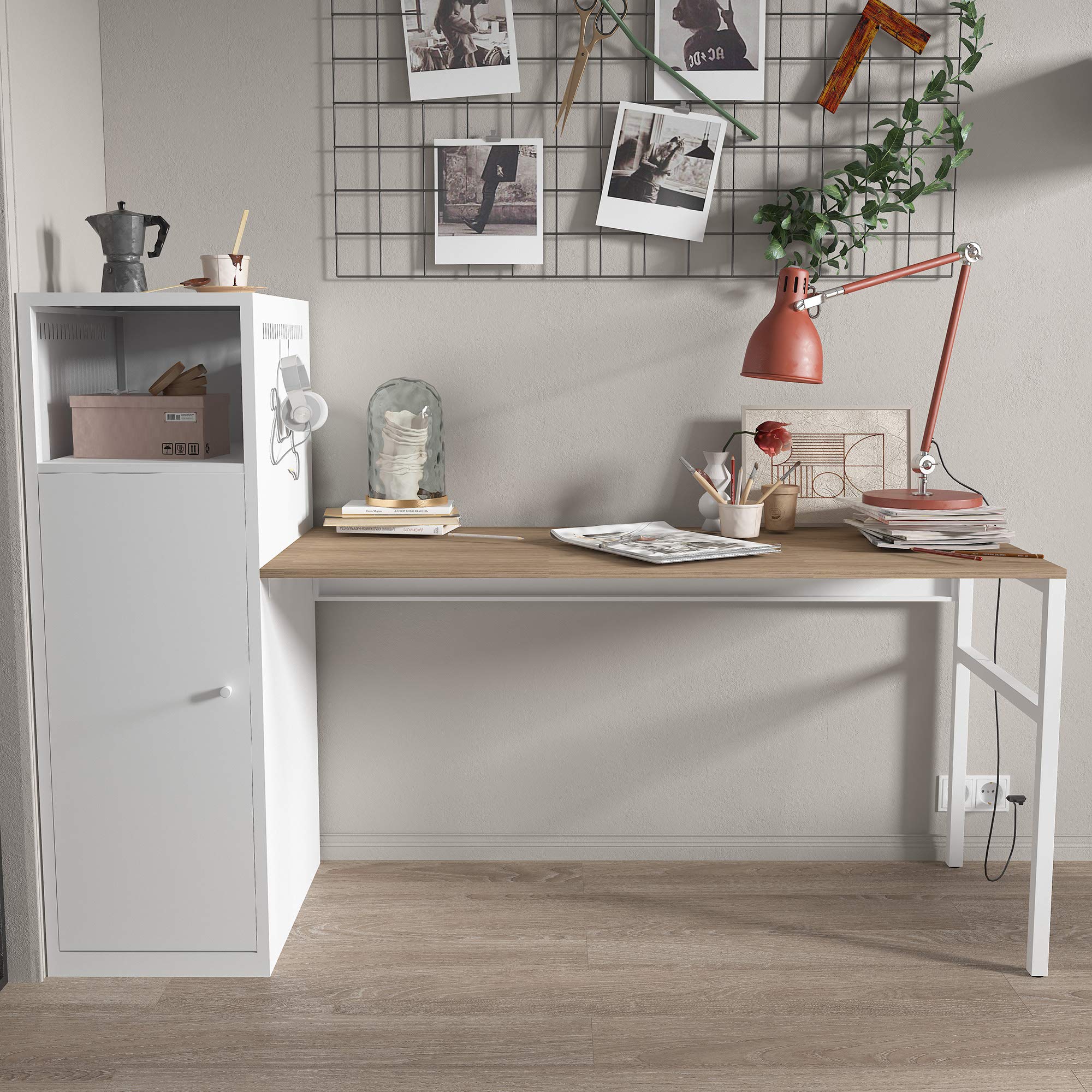 Adjustable L-Shaped Computer Desk with File Storage - Home Office Desk, Study & Writing Table for Small Spaces, Gaming & Workstation Use (White)