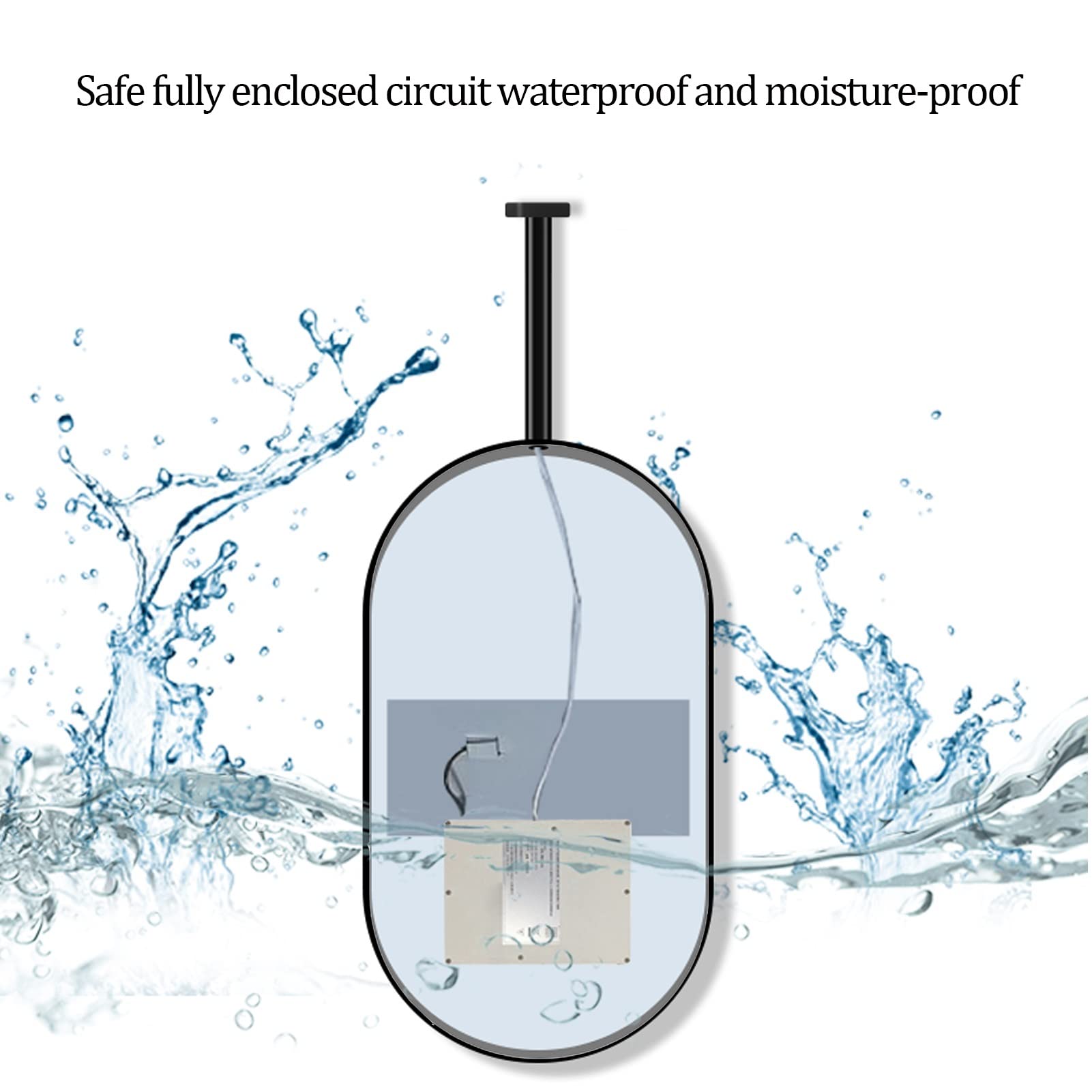 50cmx70cm Oval Ceiling Mirror with Metal Frame & Adjustable Boom - Perfect for Bathroom, Bedroom, Makeup Vanity & Shaving Station | Customizable Metal Arm for Versatile Use