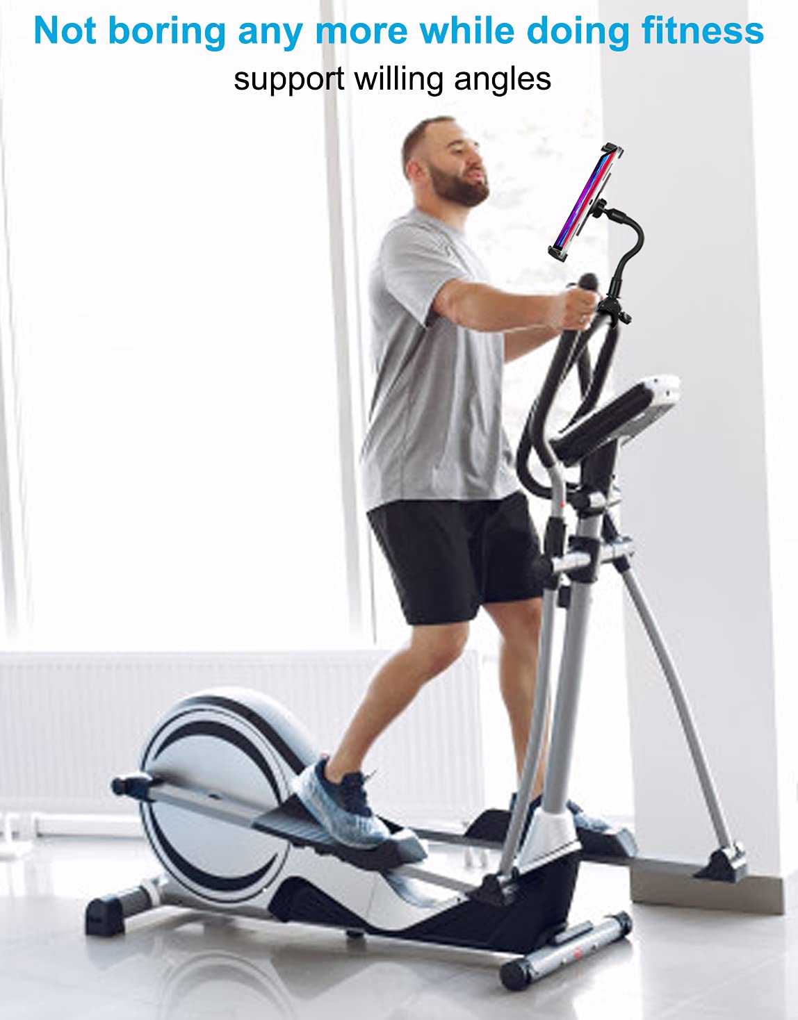 Adjustable Exercise Bike Tablet Holder Mount for 4.7-13