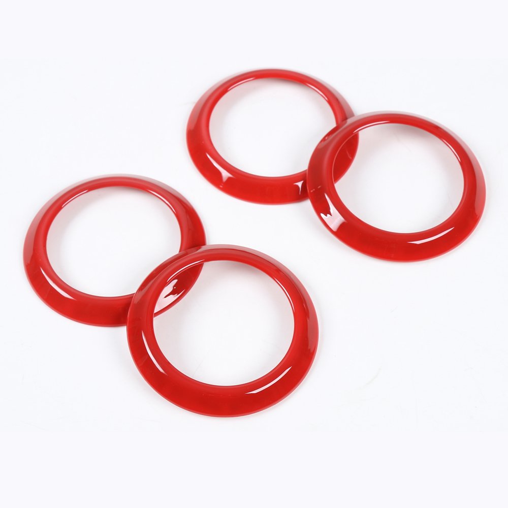 ABS Air Vent Cover Trim Frame for Jeep Wrangler 2007-2010 - Red AC Outlet Decoration Ring, Sticker & Accessories - Perfect for Car Interior Customization & Off-Road Style Enhancement