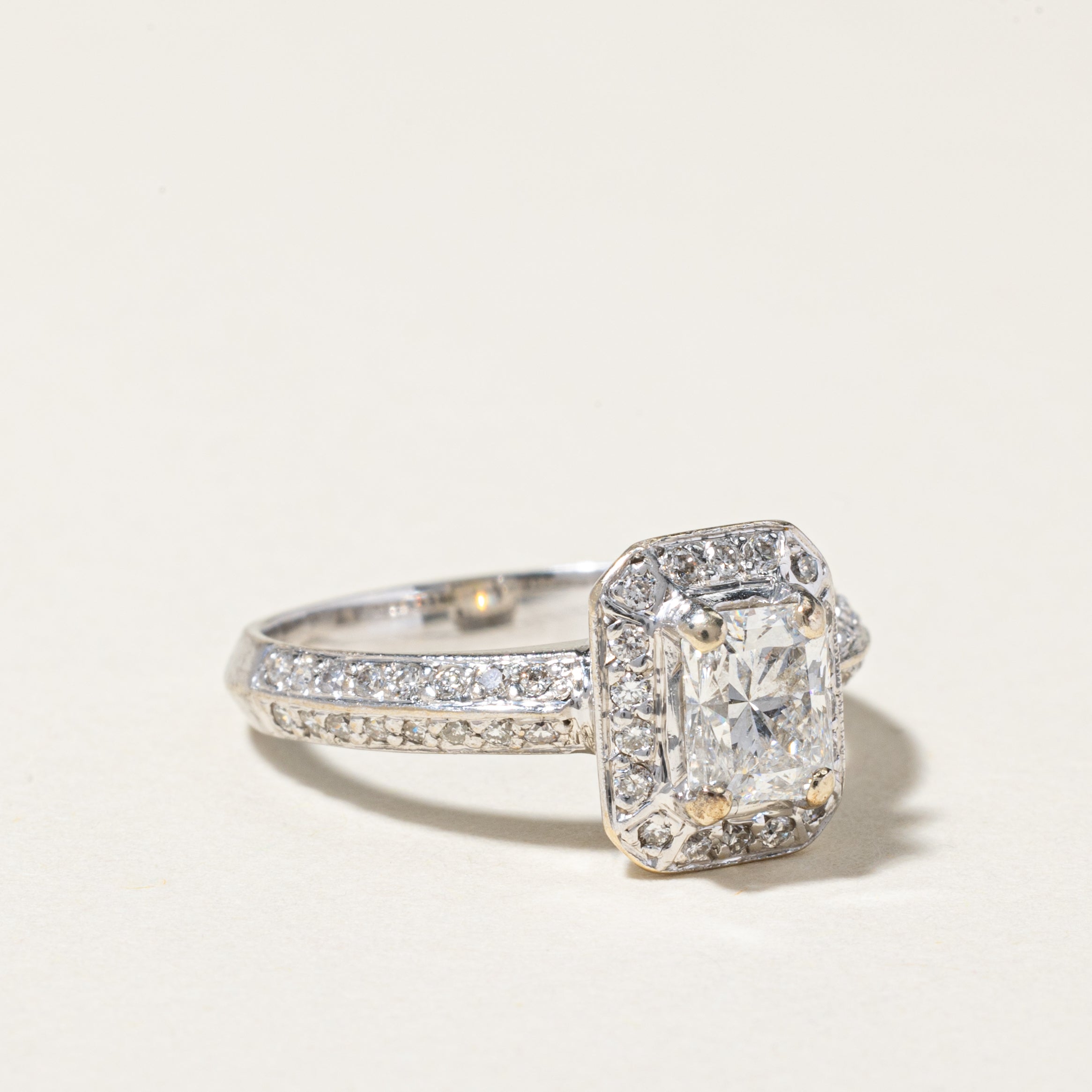 18K White Gold Radiant Cut Diamond Halo Engagement Ring 1.14ctw Size 6.75 - Perfect for Proposals, Weddings & Anniversary Gifts | Elegant Bridal Jewelry for Special Occasions