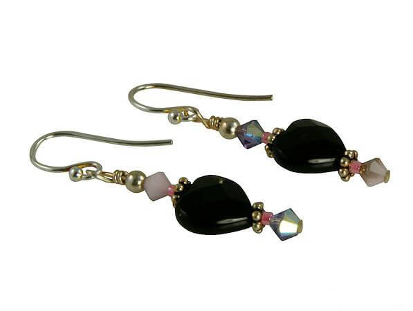 Exquisite Tanzanite Onyx Heart Beaded Earrings | Handmade Jewelry for Women | Perfect for Valentine's Day, Anniversary & Romantic Date Nights