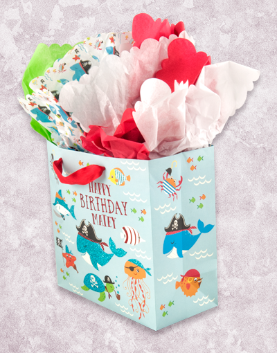 Happy Birthday Matey Medium Square Gift Bags - Perfect for Pirate Themed Parties, Kids Birthday Favors & Treasure Hunt Prizes