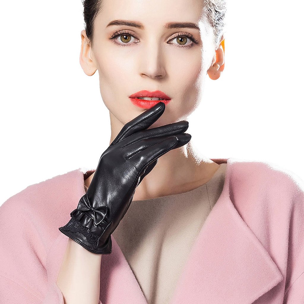 XOMO Women's Winter Driving Gloves - Soft Lambskin Leather Touchscreen Gloves for Ladies - Warm & Stylish Cold Weather Accessories for Driving, Commuting, and Outdoor Activities