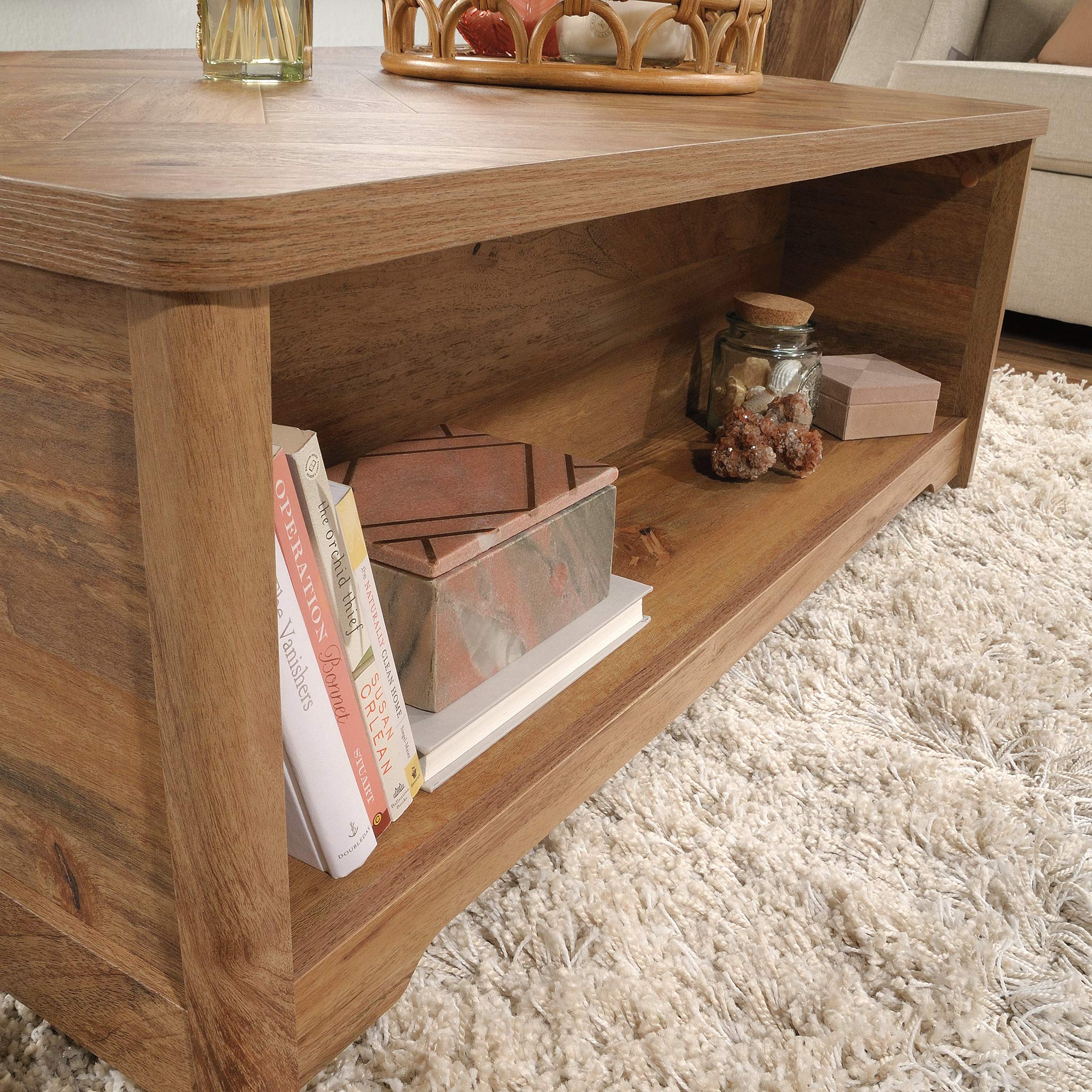 Sauder Coral Cape Coffee Table - Stylish Mango Finish for Living Room, Lounge & Home Decor | Modern Side Table for Sofa, Couch & Furniture