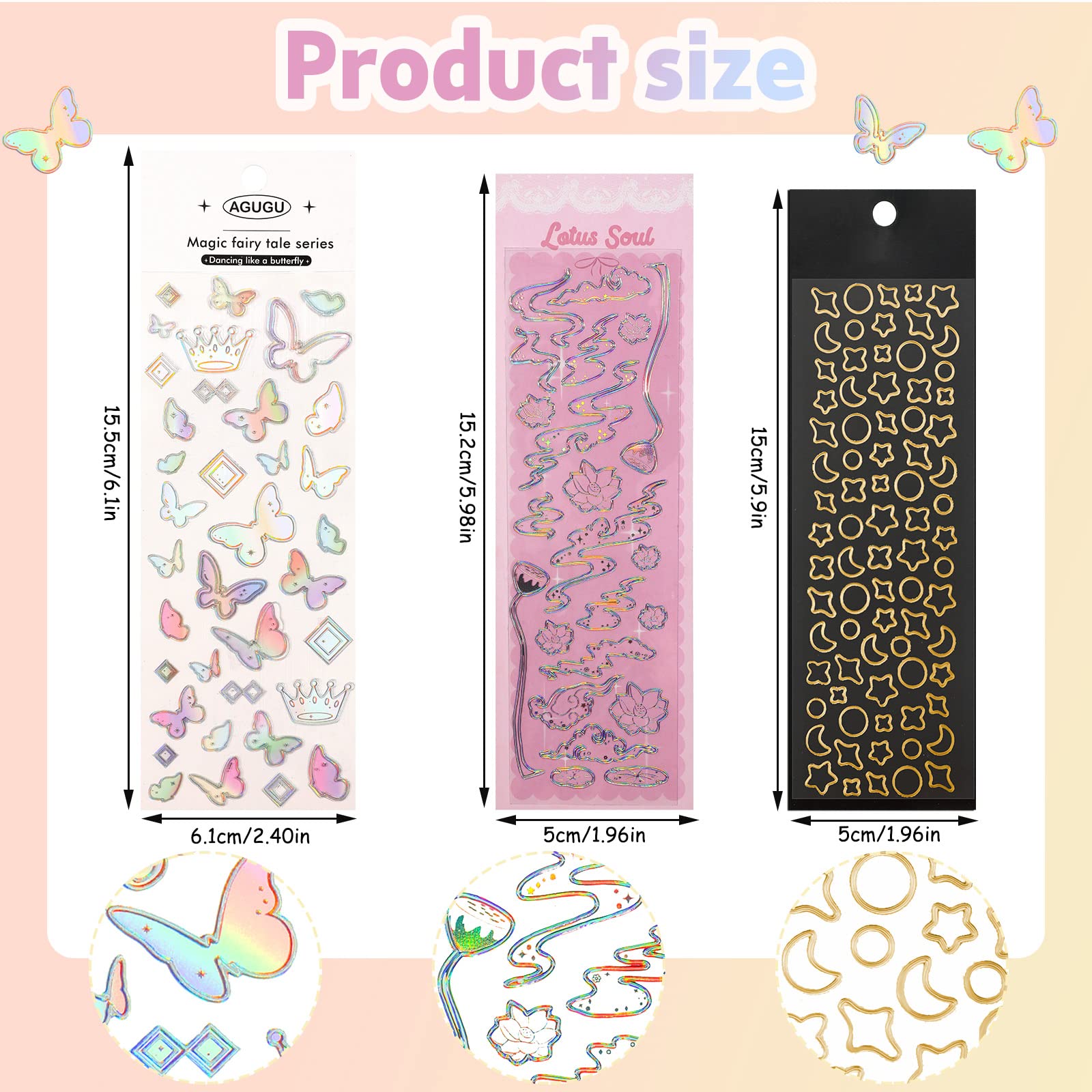 Gersoniel 18 Sheets Cute Korean Stickers Set - Y2K Shiny Kpop Photocard Stickers, Waterproof Adhesive for Scrapbooking, Planner, Diary & Crafts | Perfect for Kpop Fans, Bullet Journals & DIY Projects