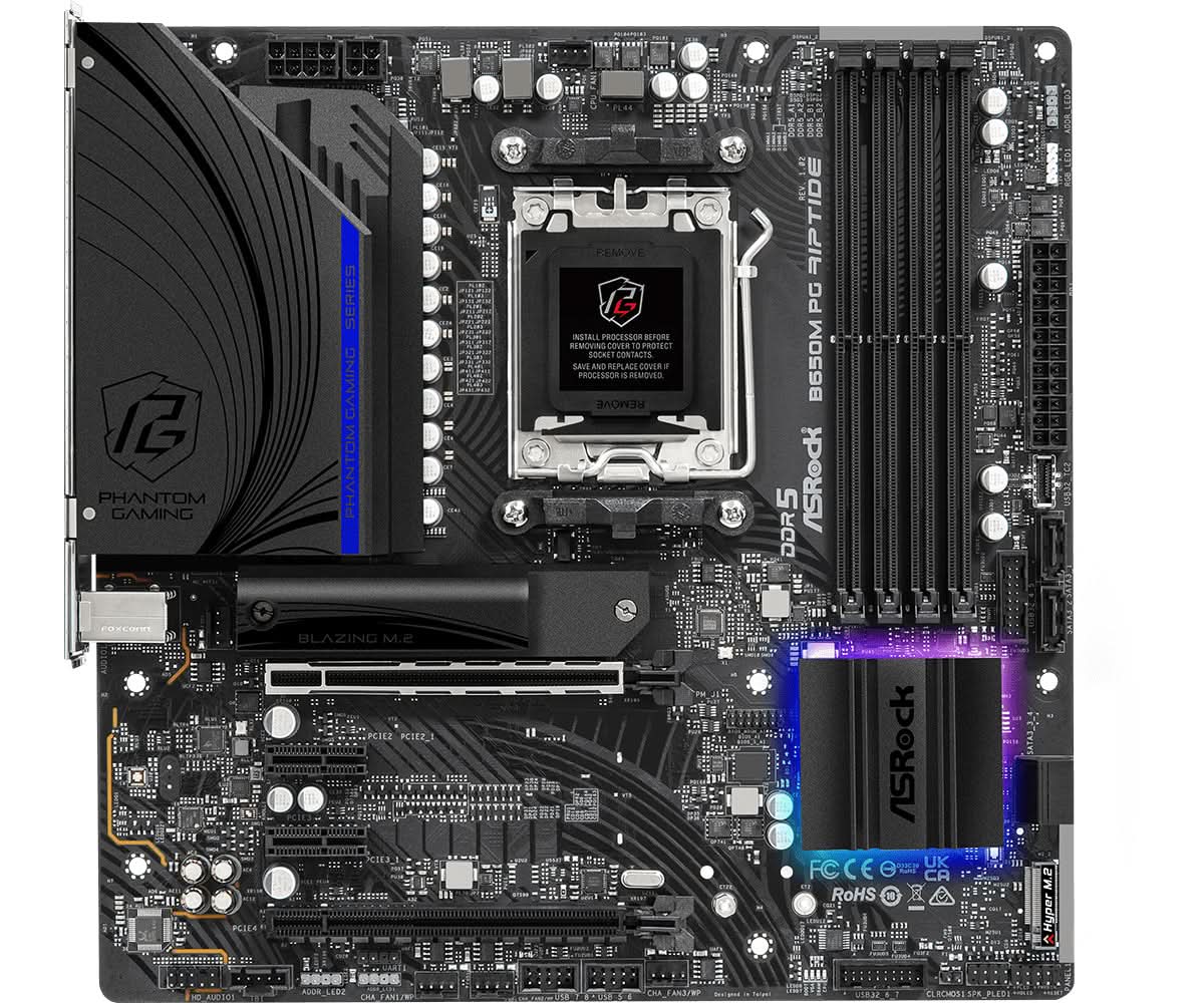 ASRock B650M PG Riptide AMD AM5 Micro ATX Motherboard - Gaming PC Build, Streaming & Content Creation
