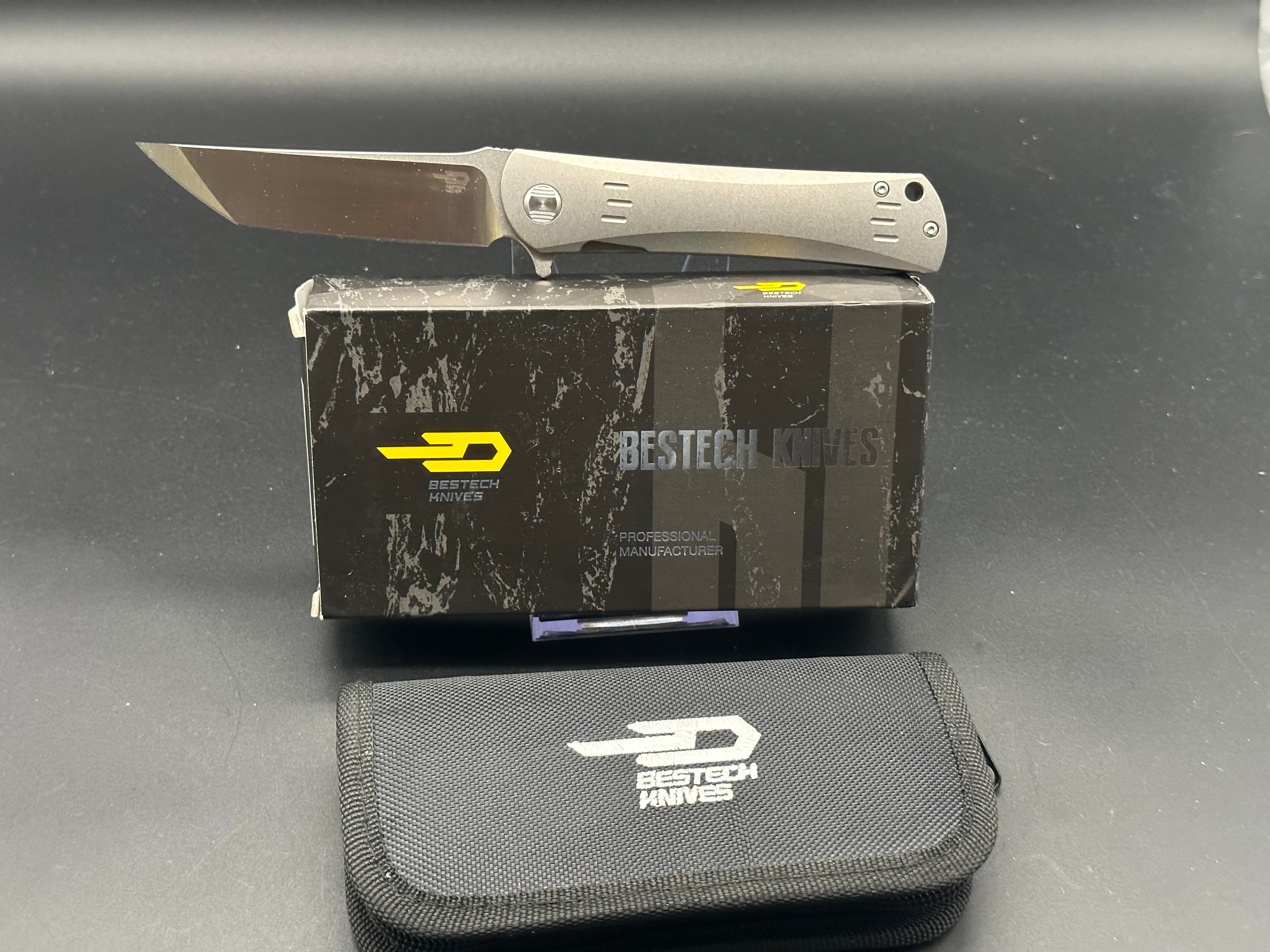 Bestech Kendo Plain Titanium Folding Knife - Limited Edition 42/100 - EDC Pocket Knife for Outdoor, Camping & Everyday Carry