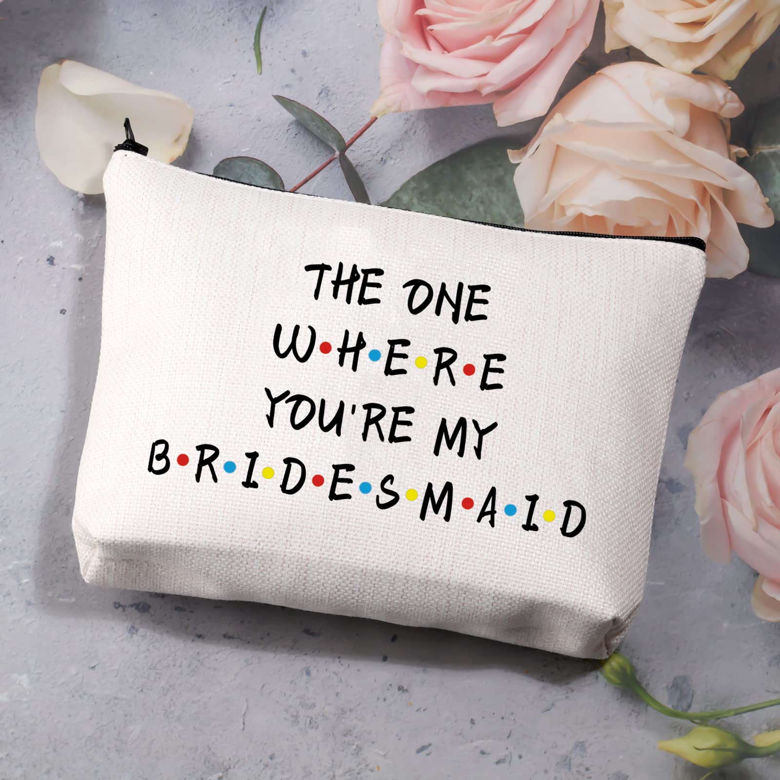 Elegant Bridesmaid Makeup Bag - Thoughtful Wedding Gift for Bride, Sister & Friends - Perfect for Bridal Shower, Bachelorette Party & Proposal - Cosmetic Organizer for Wedding Party Favors (Ideal for Bridesmaids & Maid of Honor) - Great for Travel, Spa Days & Everyday Use