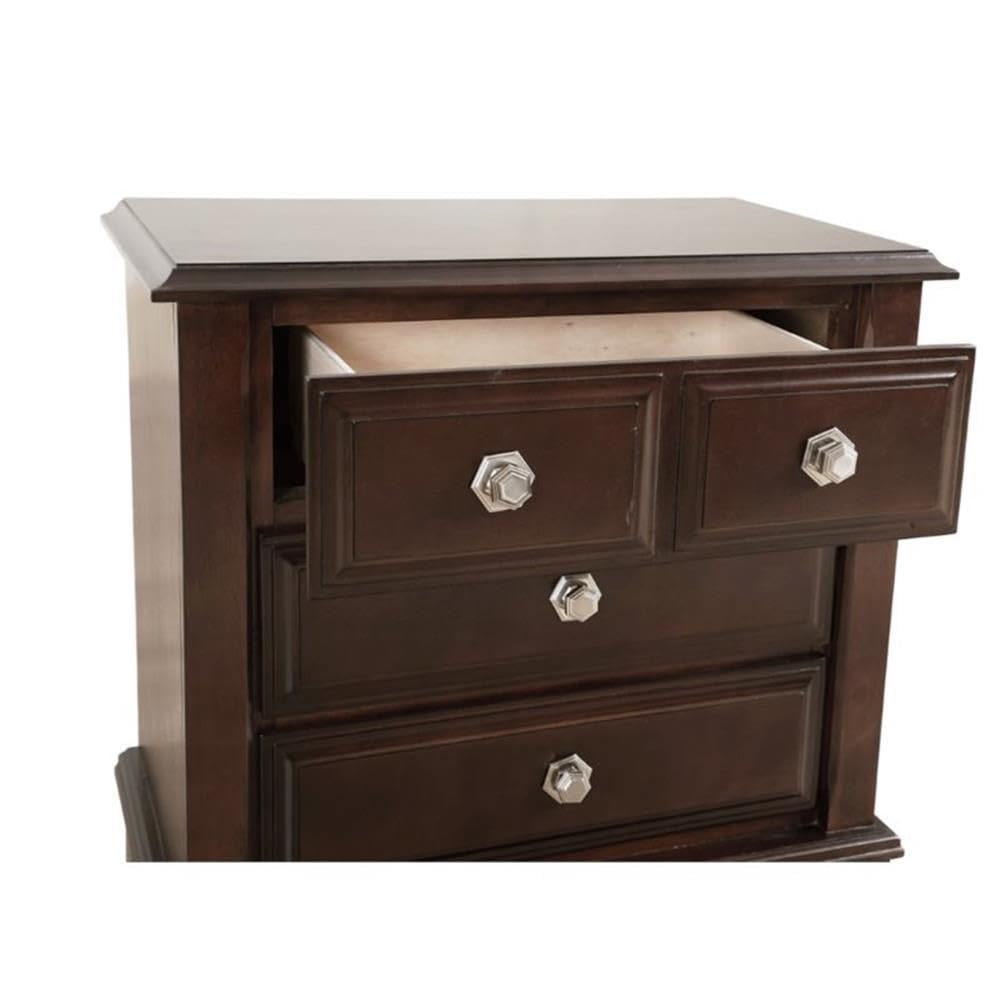 Glory Furniture Ashford 3-Drawer Nightstand in Cappuccino Finish - Perfect for Bedroom Storage & Home Decor
