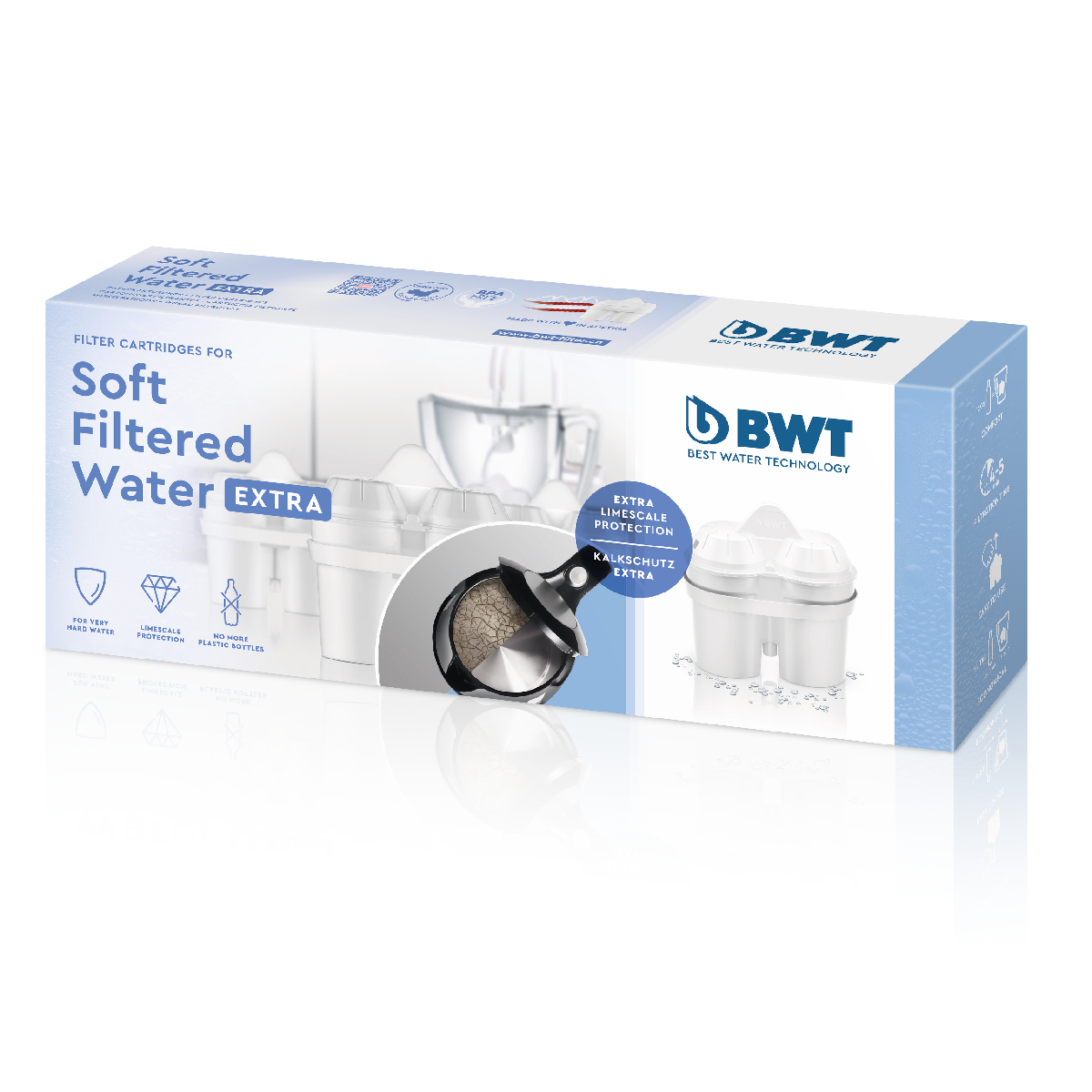 BWT F814553 Scale Inhibitor Replacement Filter Cartridge - 3 Pack - Reduces Limescale & Improves Water Taste - Perfect for Coffee Makers, Kettles & Household Appliances