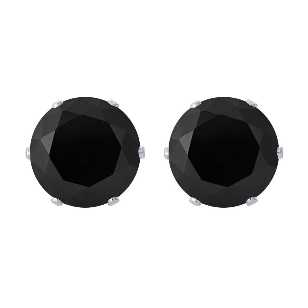 Gold Plated CZ Stud Earrings for Women - 8mm White/Black - Perfect for Parties & Gifting