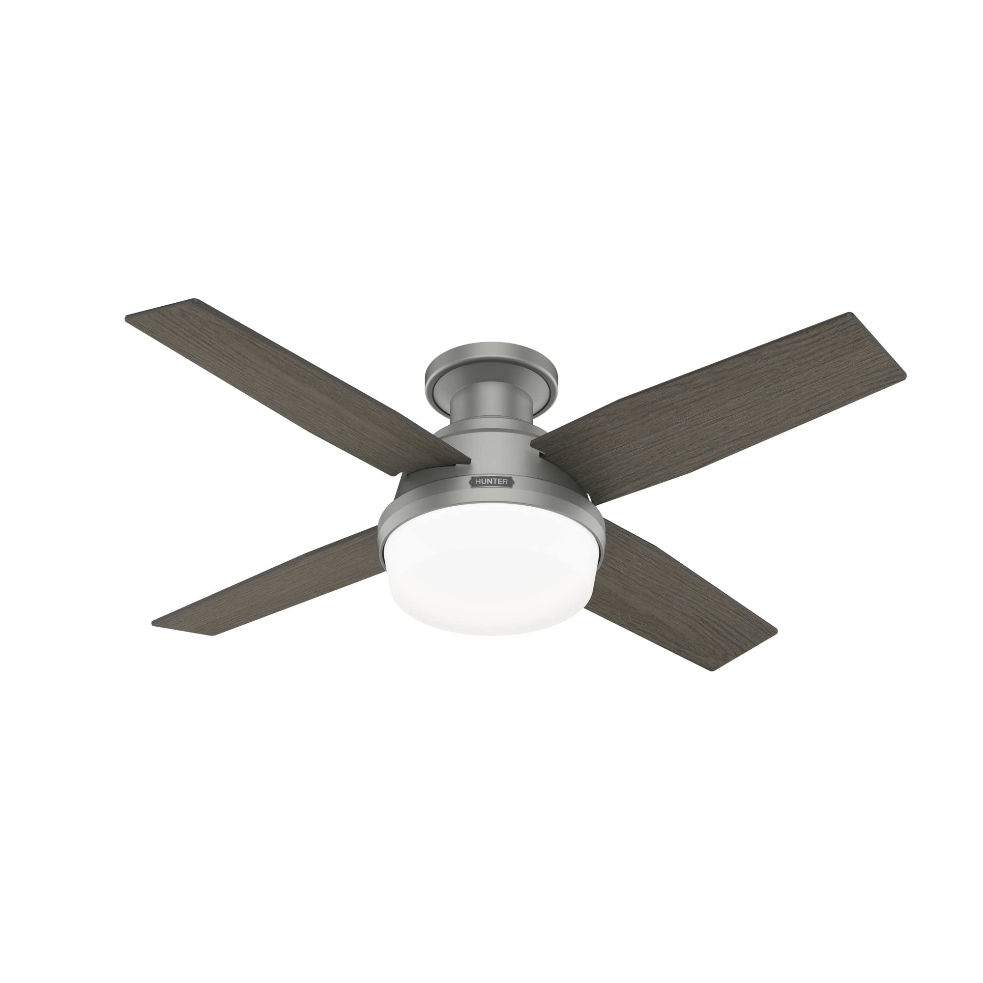 Hunter Fan Company 51757 Dempsey 44-Inch Indoor/Outdoor Ceiling Fan with Light Kit, Brushed Silver Finish - Perfect for Bedroom, Living Room, Patio & Covered Porches