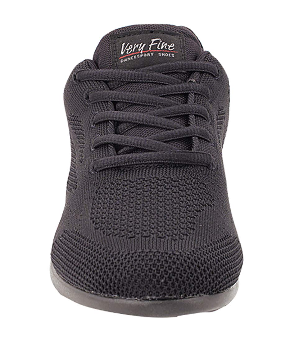 VFSN020 Unisex Dance Sneakers - Very Fine Professional Dance Shoes with Foldable Brush - Black Size 7.5 - Perfect for Ballroom, Latin & Social Dancing
