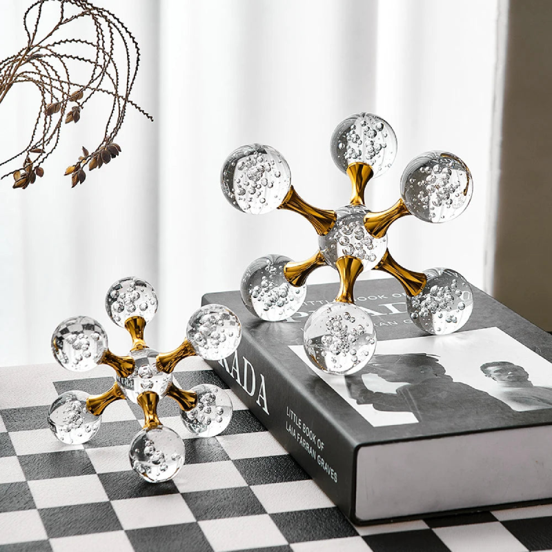 Handmade Bubble Glass Star Paperweight - Elegant Desk Decor & Holiday Ornament for Christmas, Office, and Home Decoration